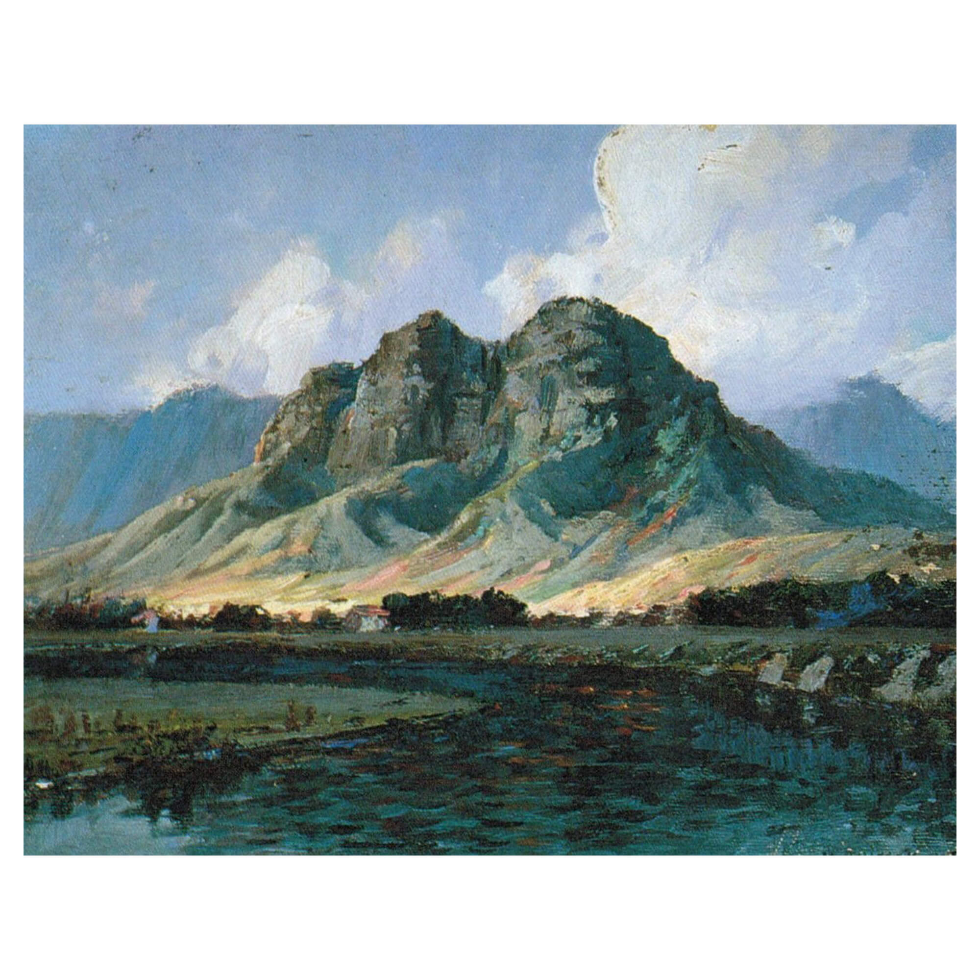 Maunawili Peaks Olomana from Kailua vintage art print