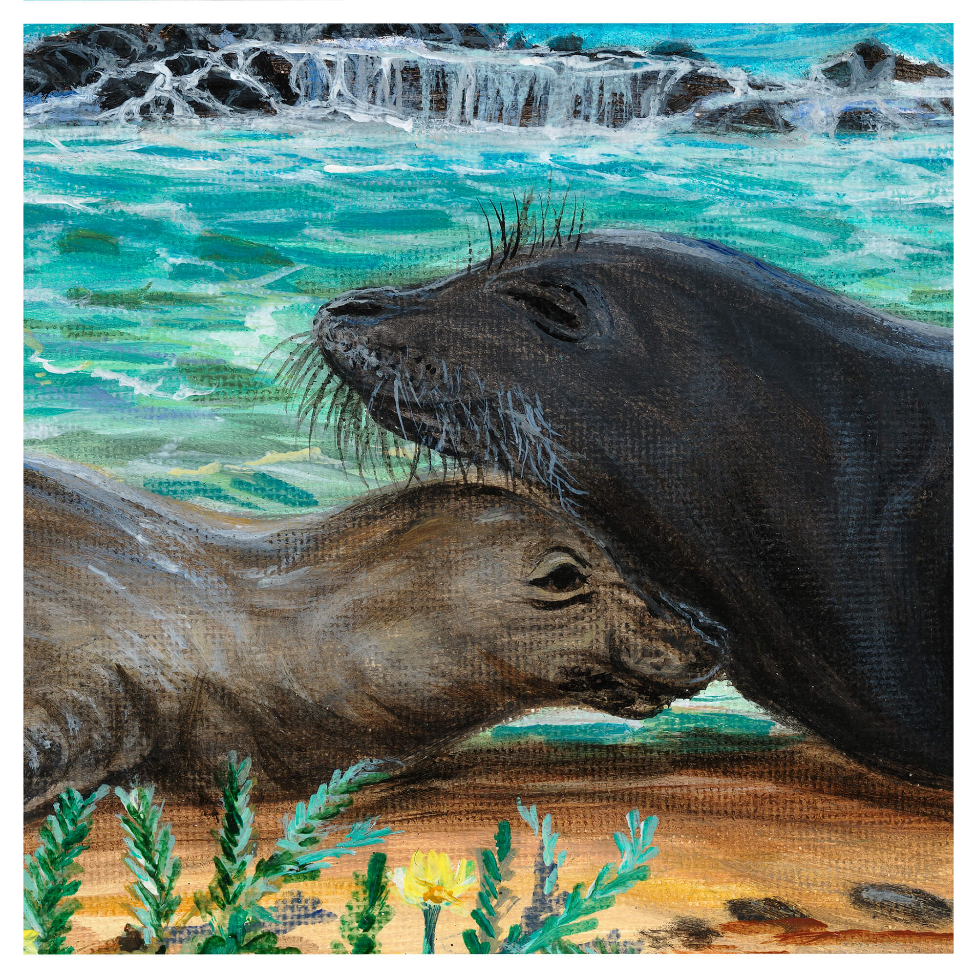 illustration showcasing two seals by hawaii artist  Esperance Rakotonirina