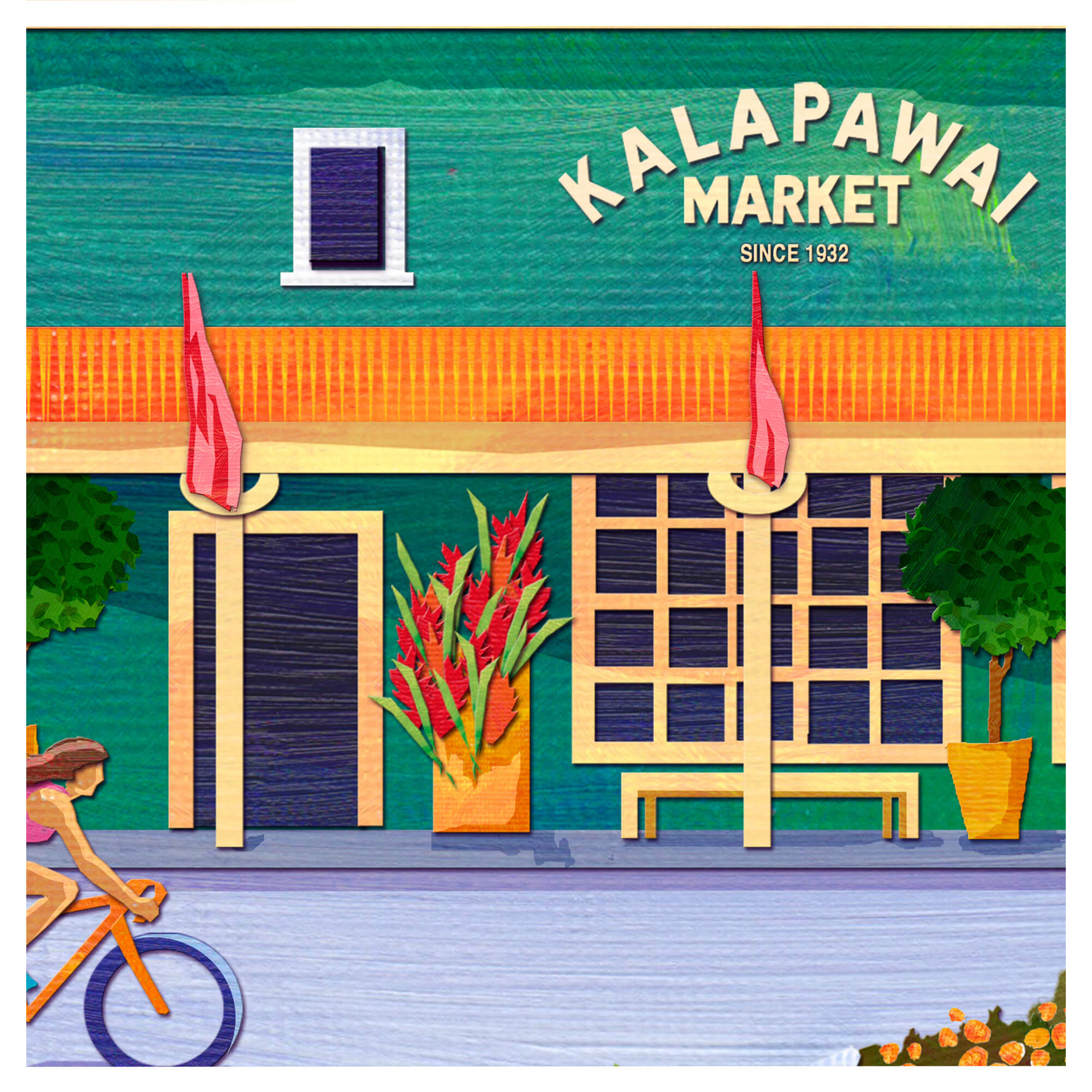 Art Print featuring kalapawai market by hawaii artist Kristi Petosa