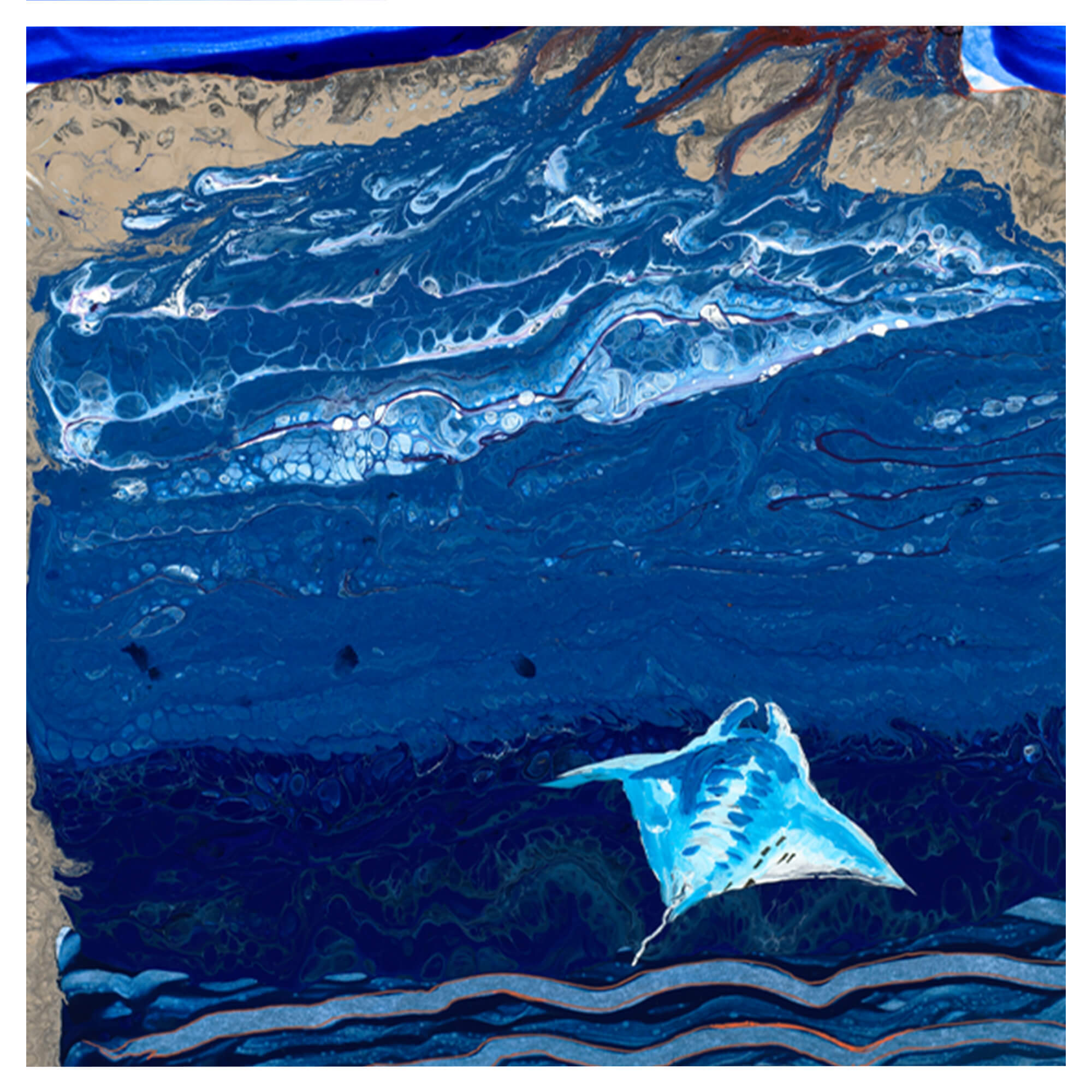 illustration showcasing a stingray in the sea by hawaii artist robert hazzard