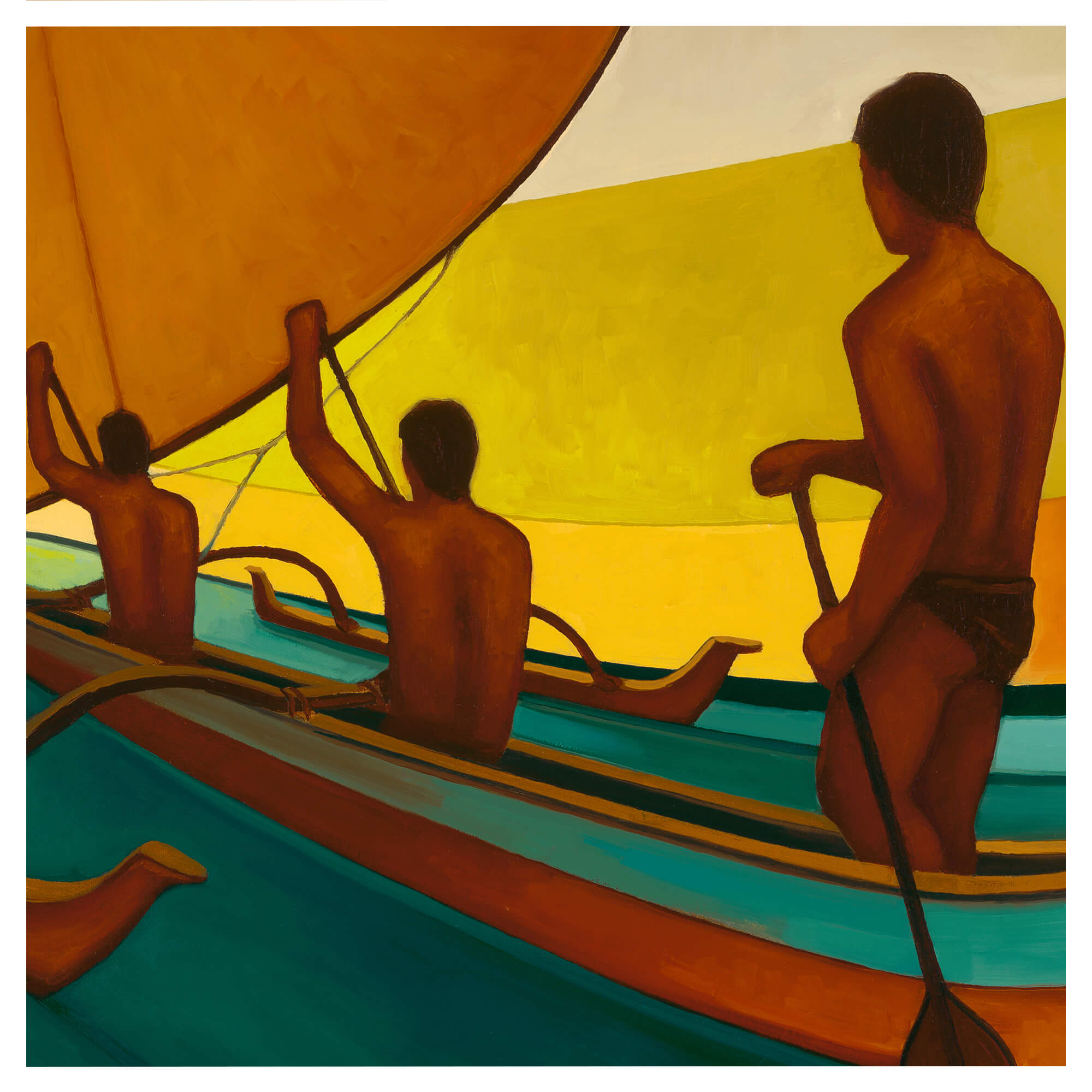 Men in a boat by Hawaii artist Colin redican