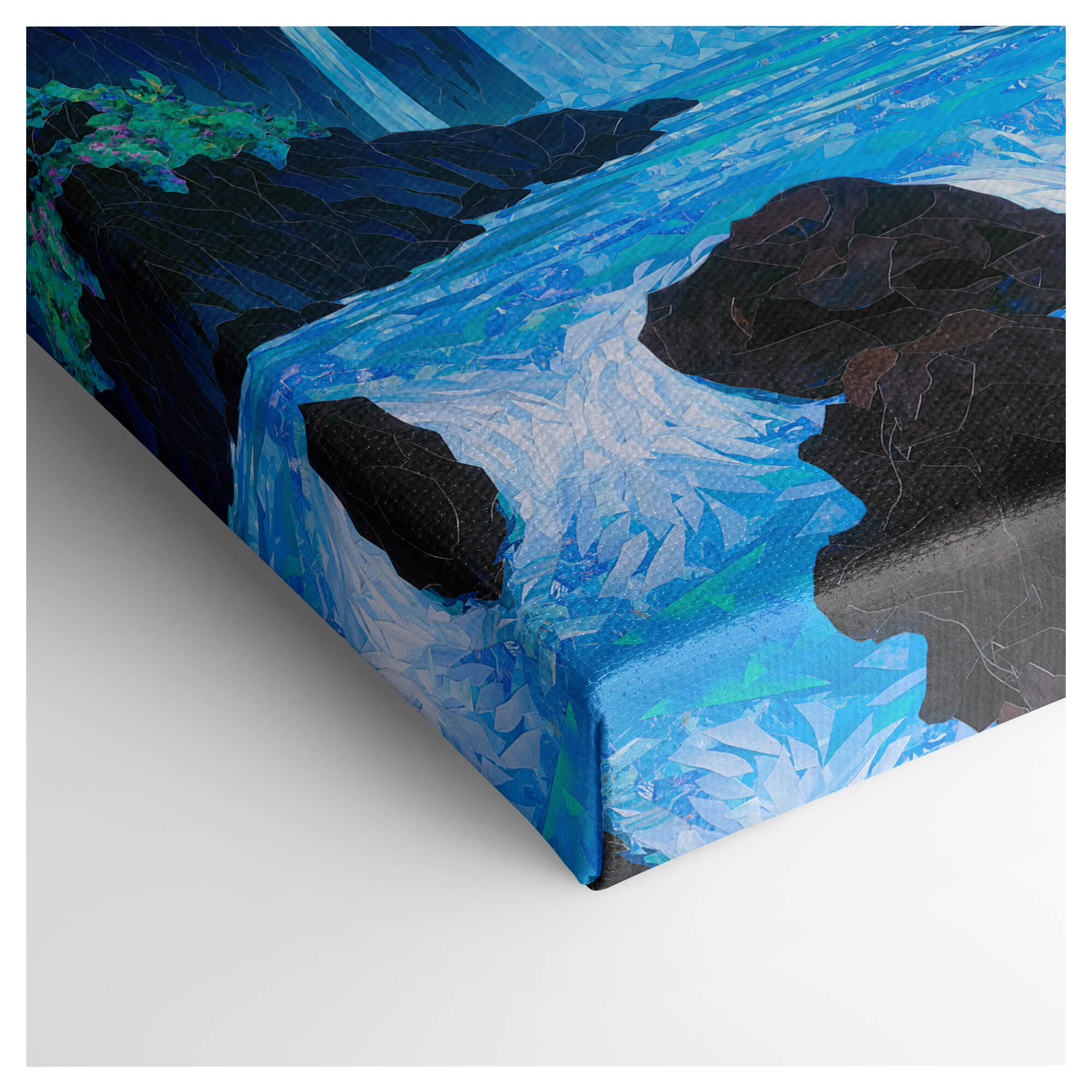 Canvas giclée print edge details of artwork Aquatic Symphony by Hawaii artist Patrick Parker