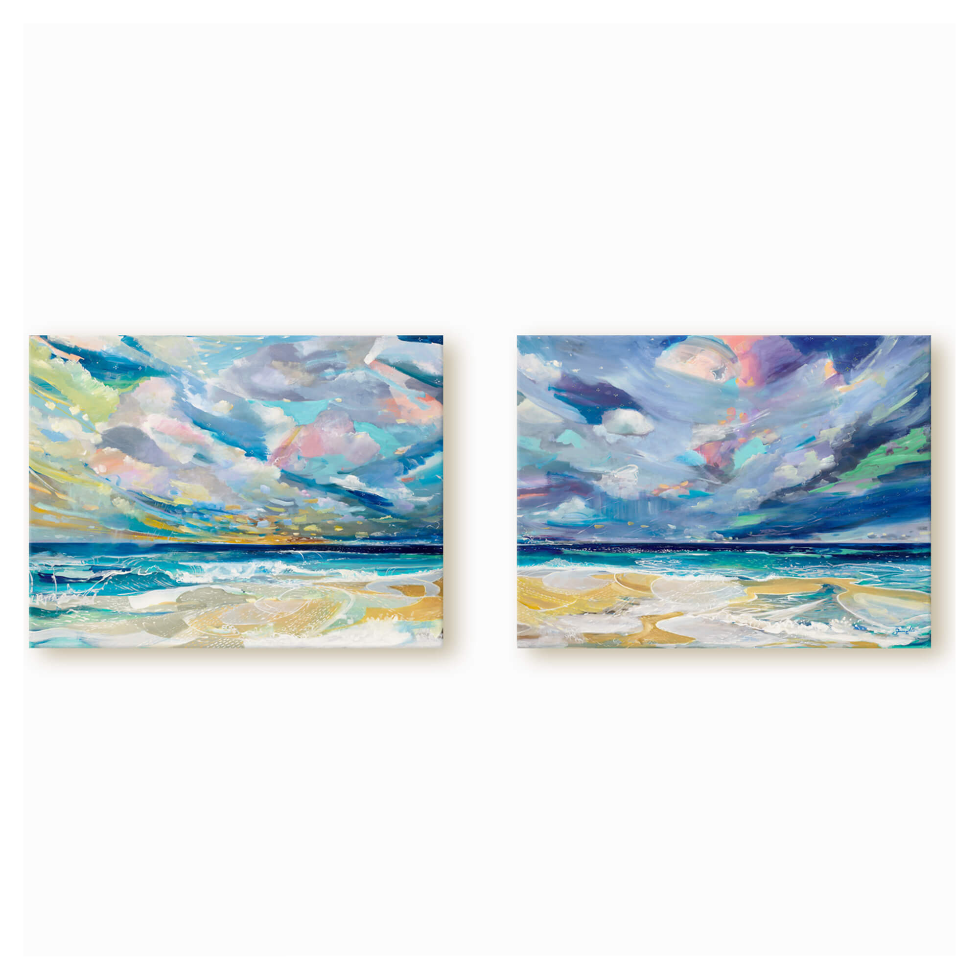 A canvas giclée art print  featuring a colorful abstract ocean view by famed Hawaii artist Saumolia Puapuaga