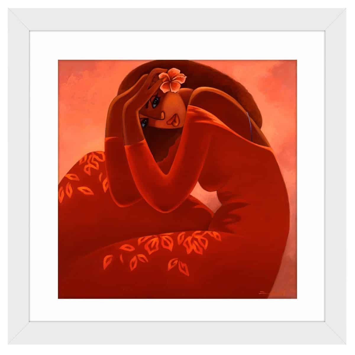 wahine in red tim nguyen matted white frame