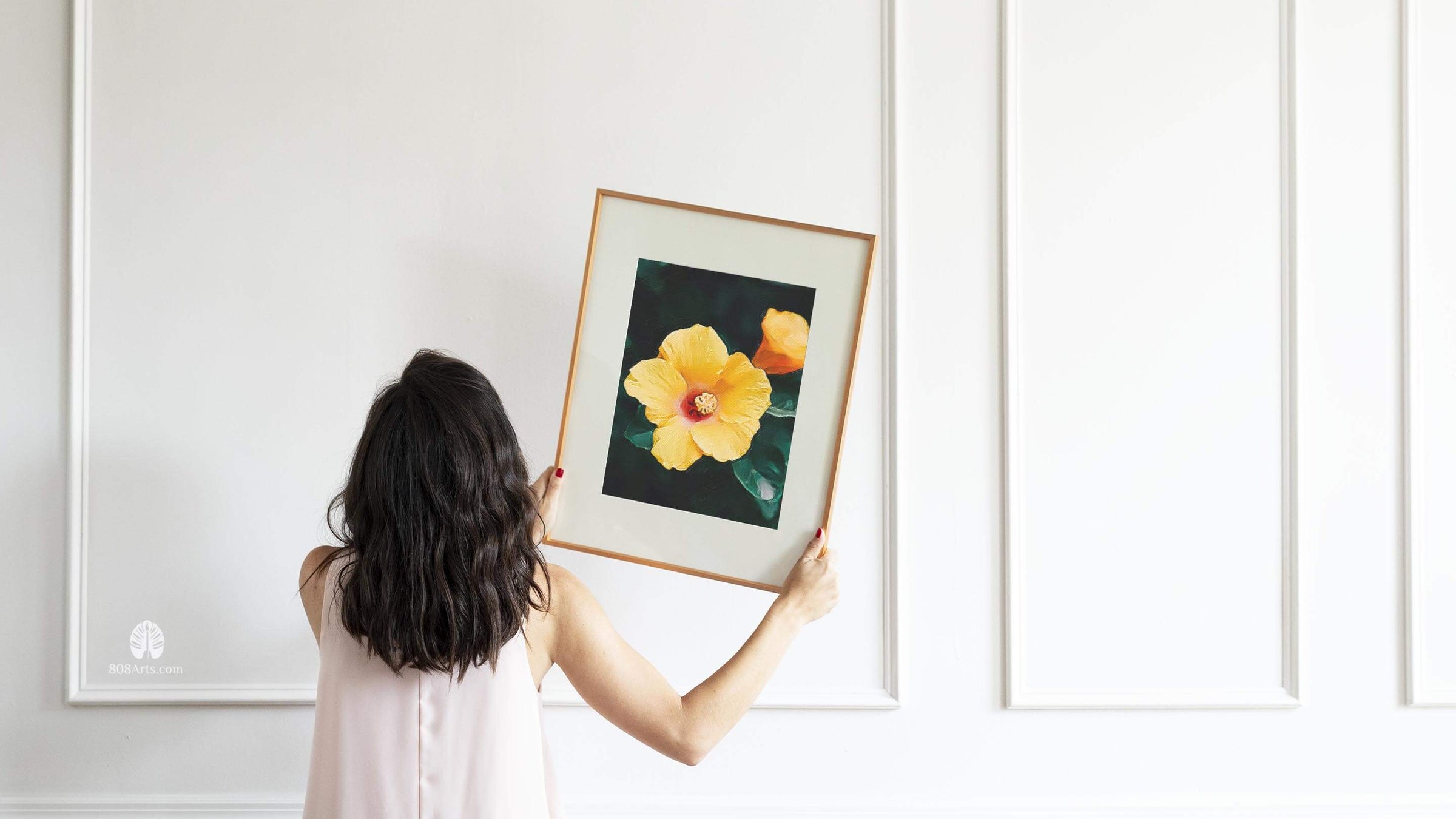 hawaiian flower floral print in frame
