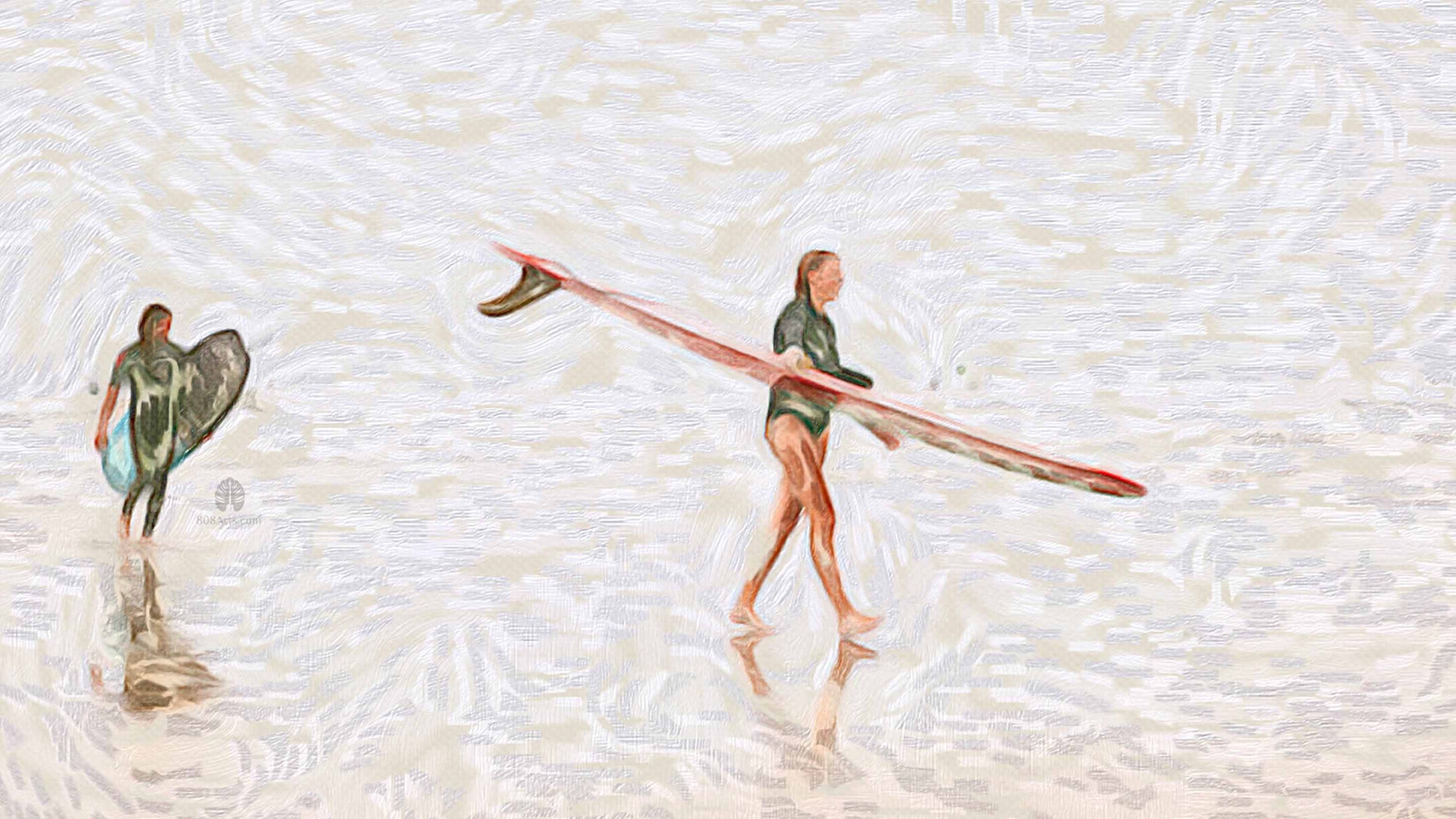 hawaii surfing figurative art print
