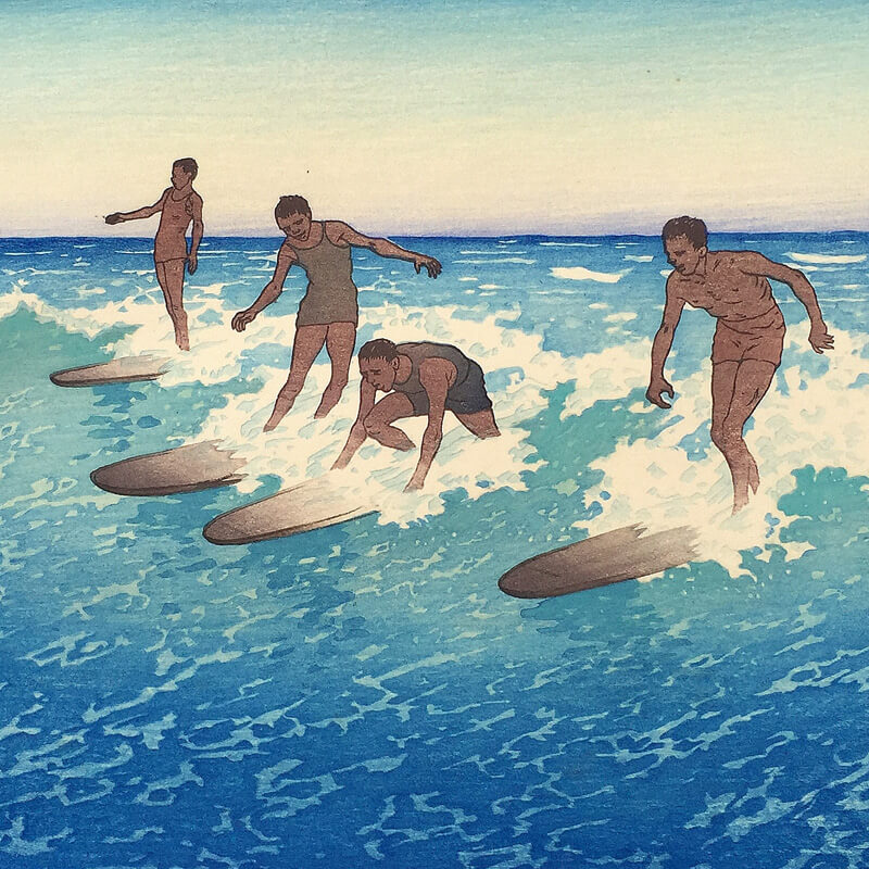 hawaii surf art waves ocean surfboard