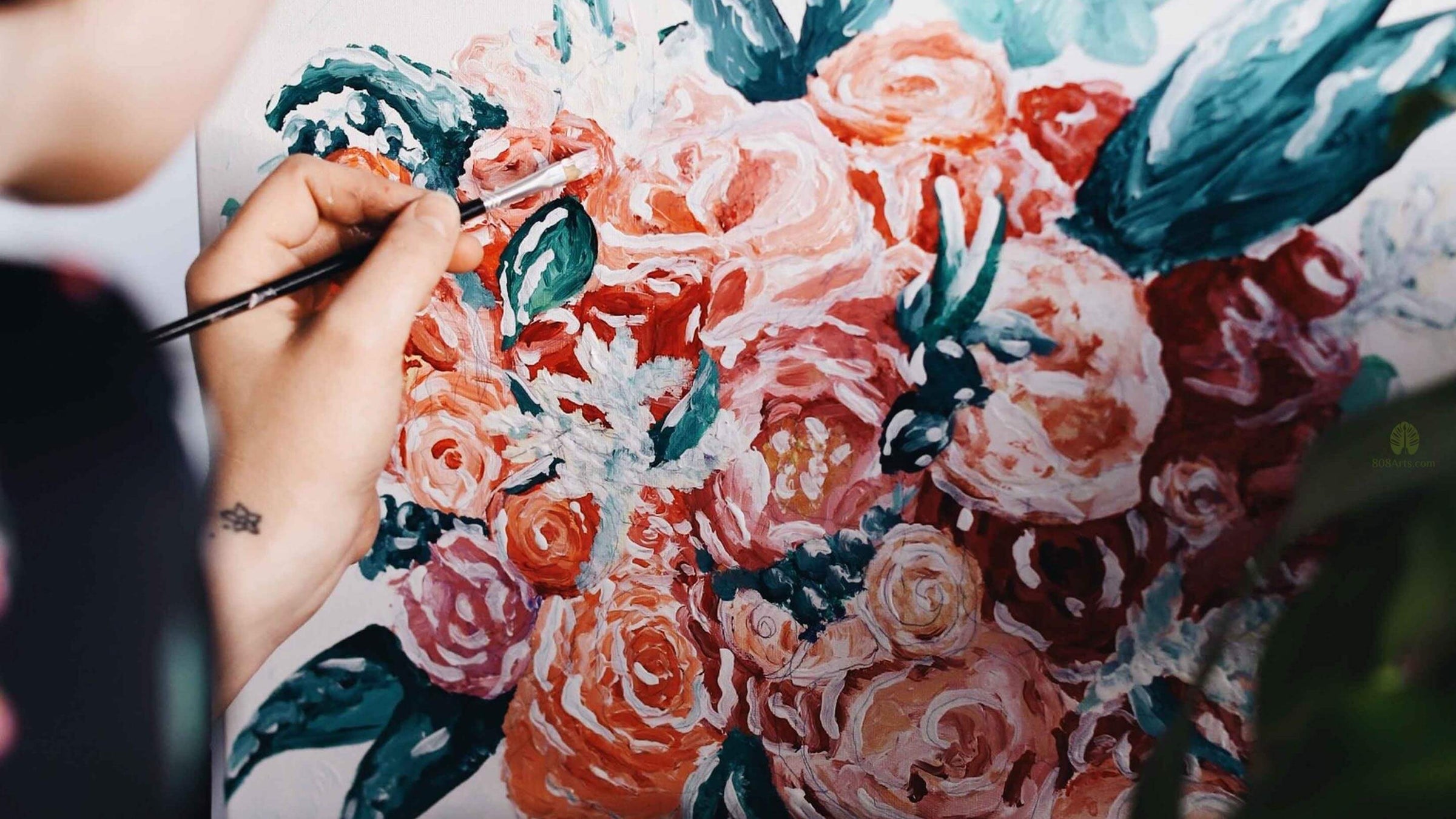 original artist painting floral oil artwork