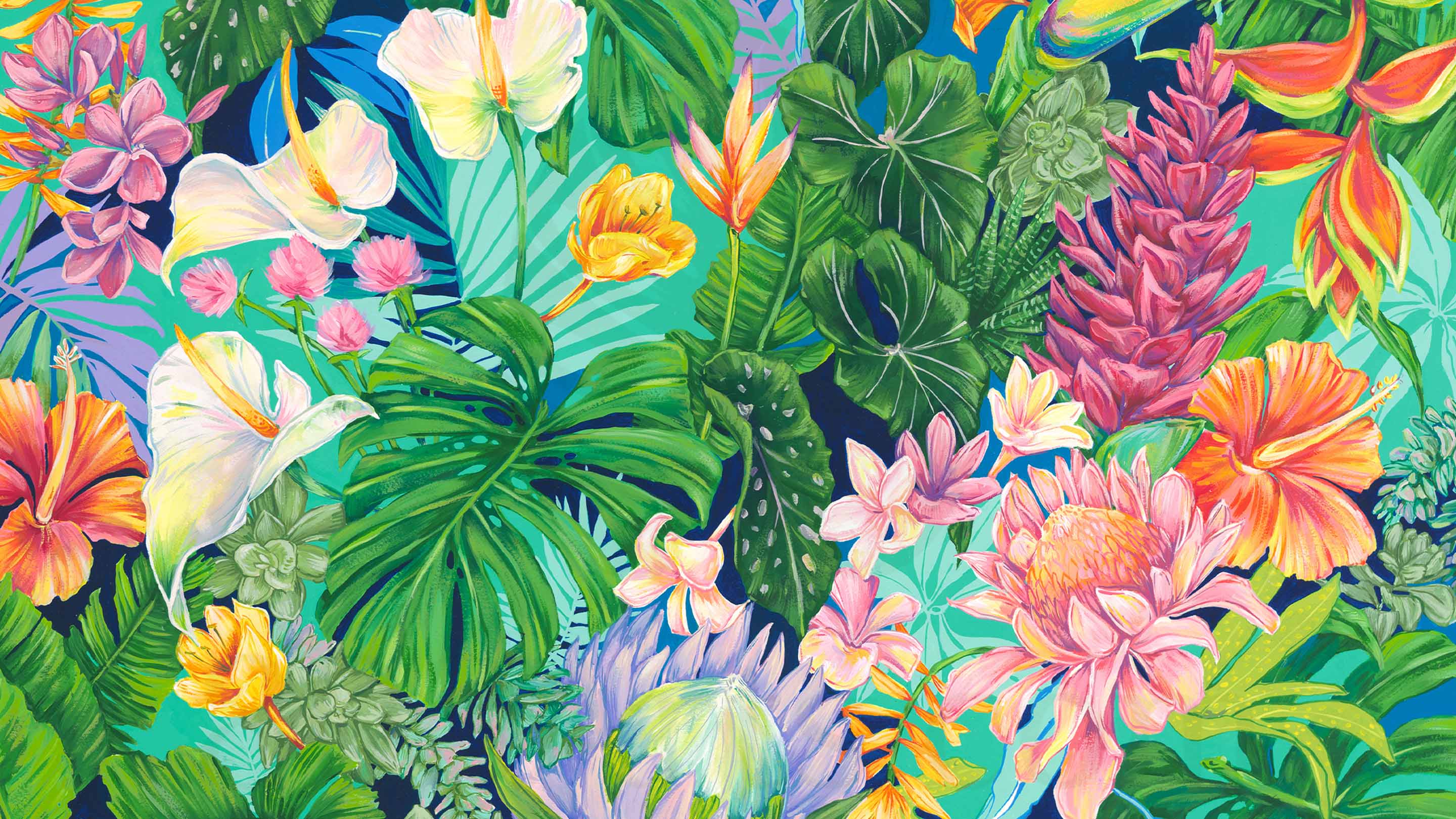 lauren roth jungle dreams hawaiian floral painting