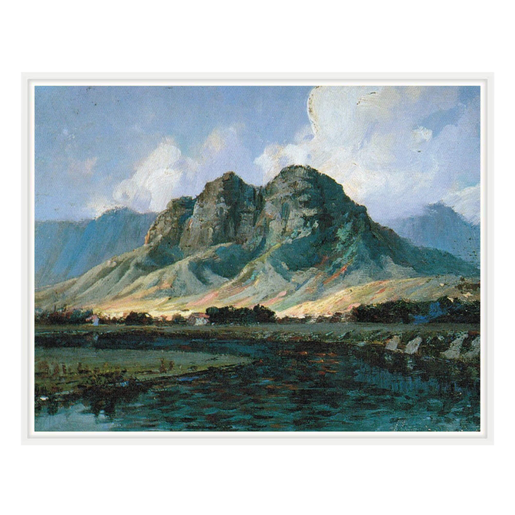 Canvas art print with white frame showcasing clouds in the sky by hawaii artist  David Hitchcock