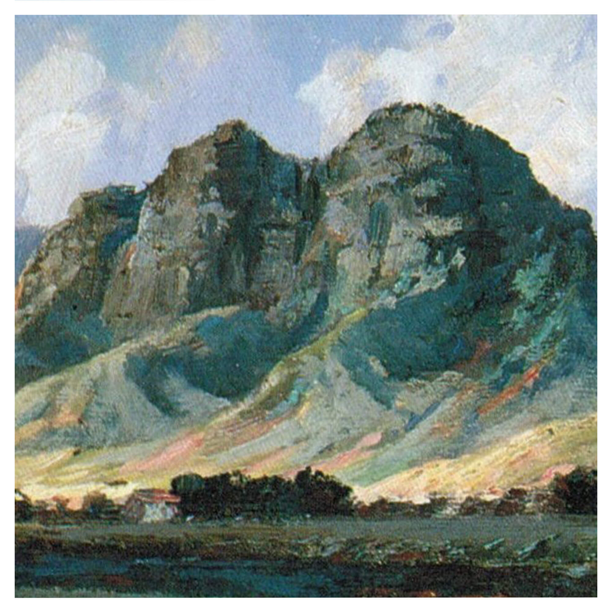 Illustration featuring a mountain by hawaii artist  David Hitchcock