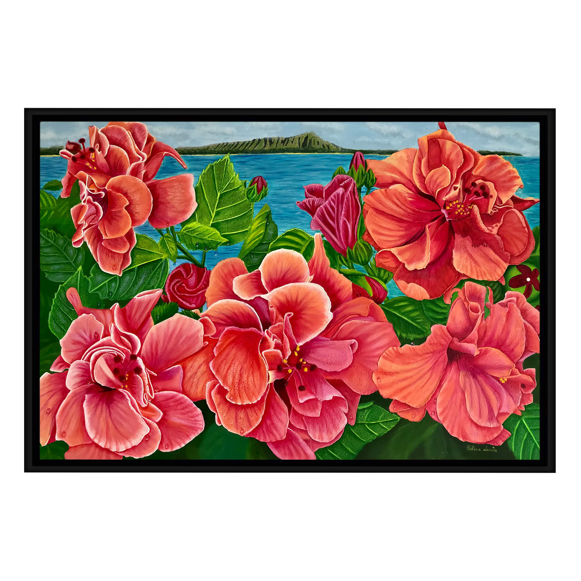 Canvas art print showcasing pink blooming flowers by hawaii artist  Galina Lintz