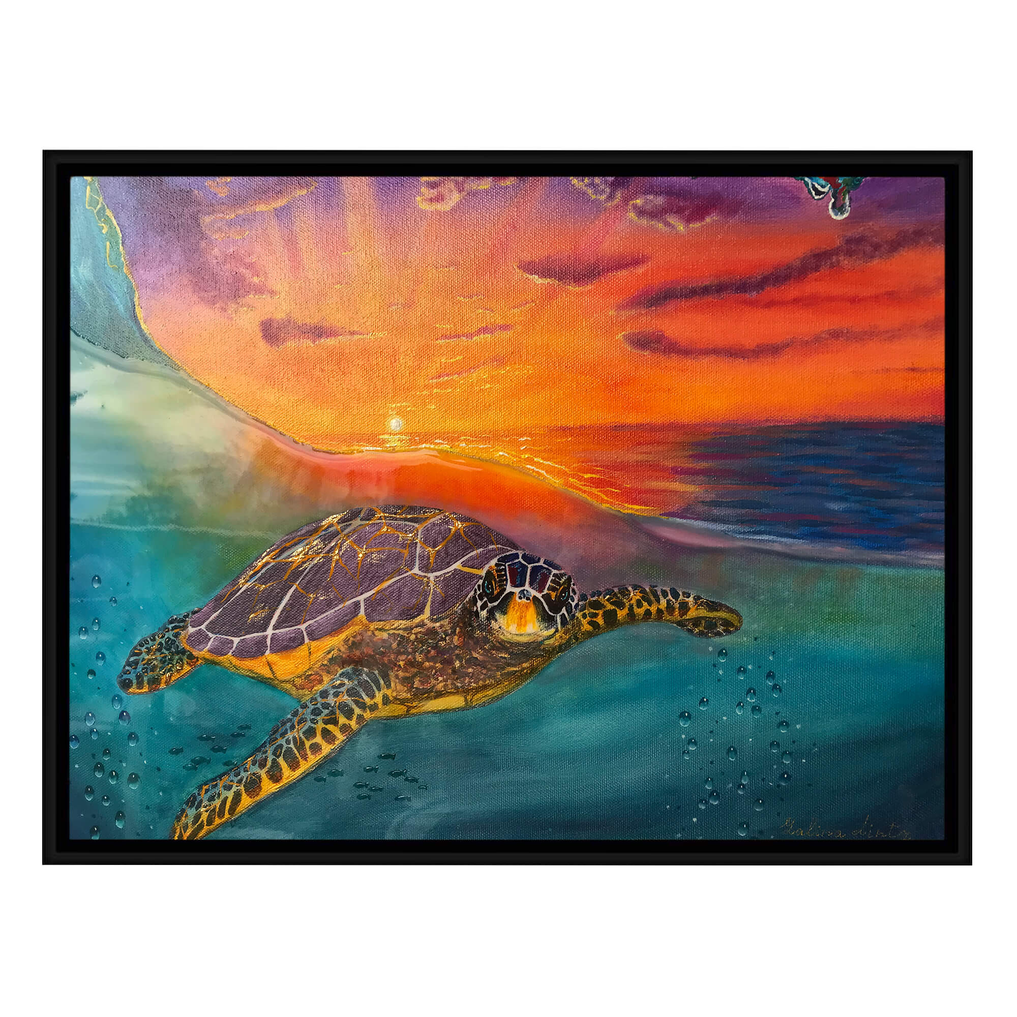 Canvas art print with black frame featuring the vibrant sky by hawaii artist  Galina Lintz