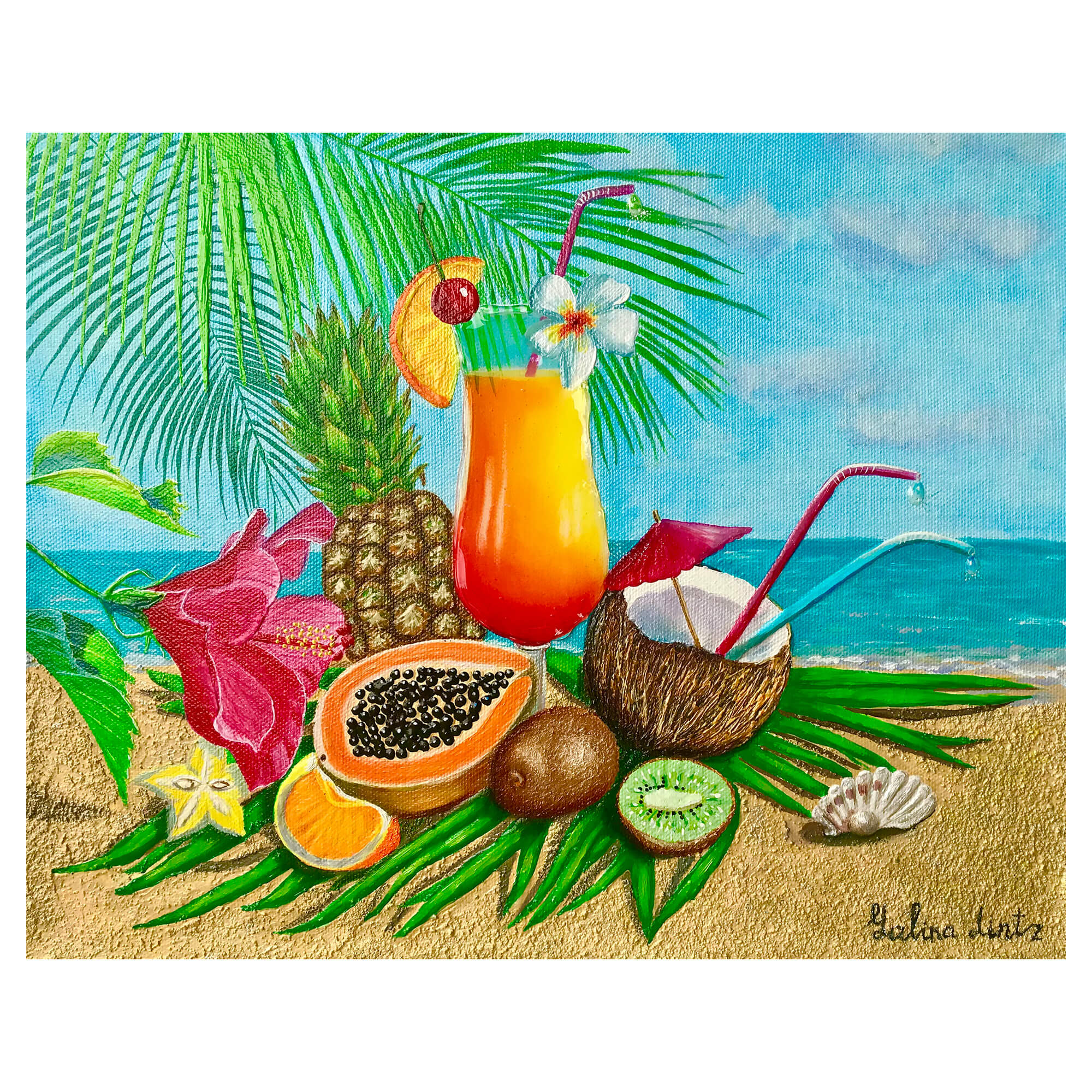     hawaii artist Galina Lintz Still Life With Tropical Fruits 2 art print