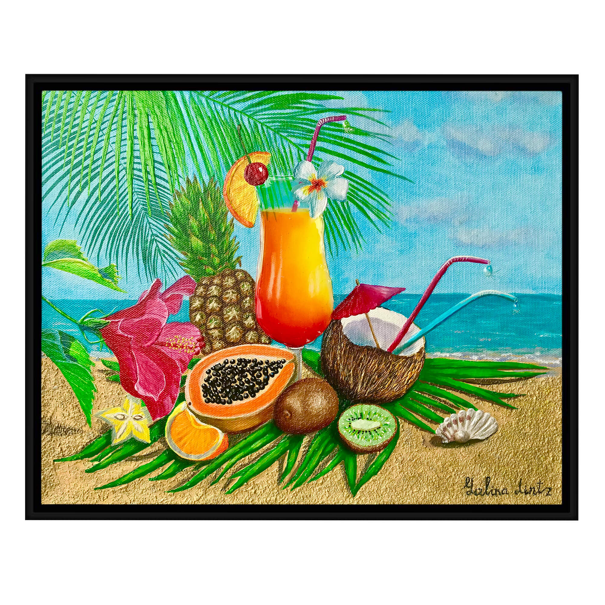 Canvas art print featuring tropical fruits by hawaii artist Galina Lintz