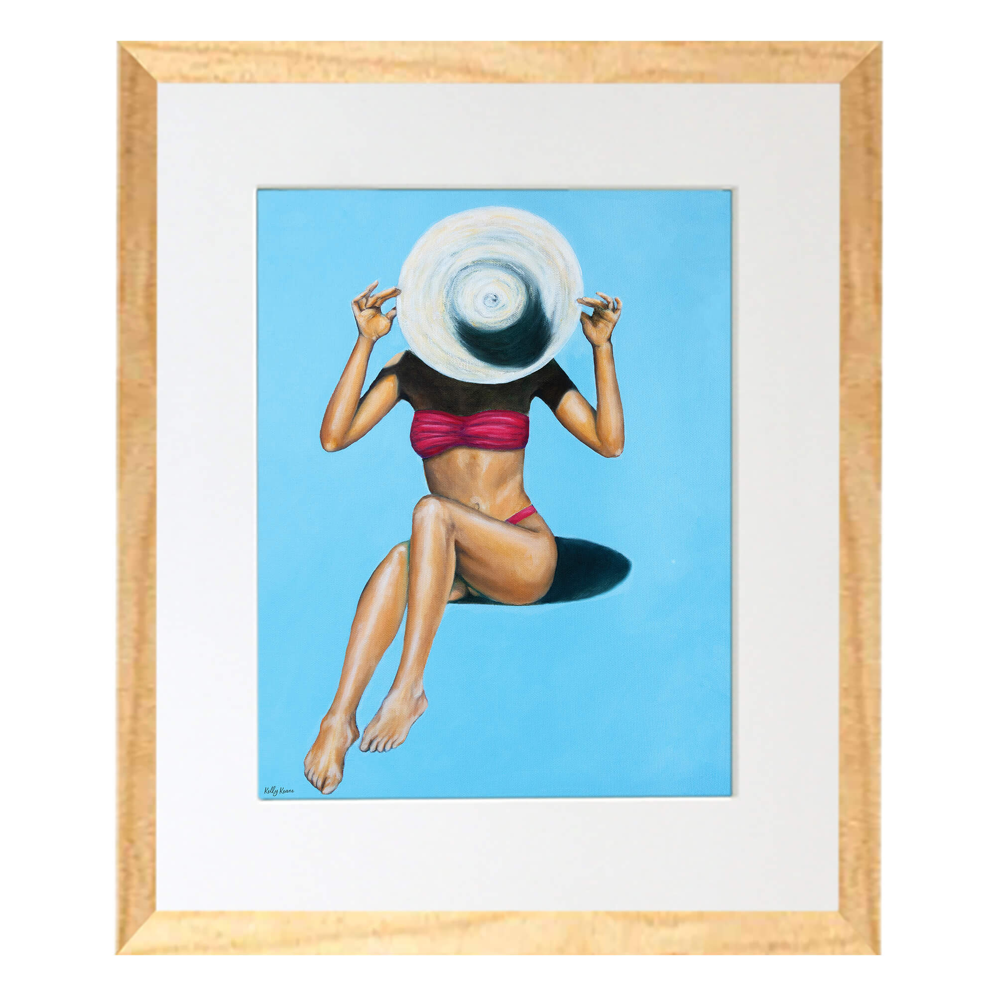 Matted art print featuring a woman under the sun by Hawaii artist Kelly Keane