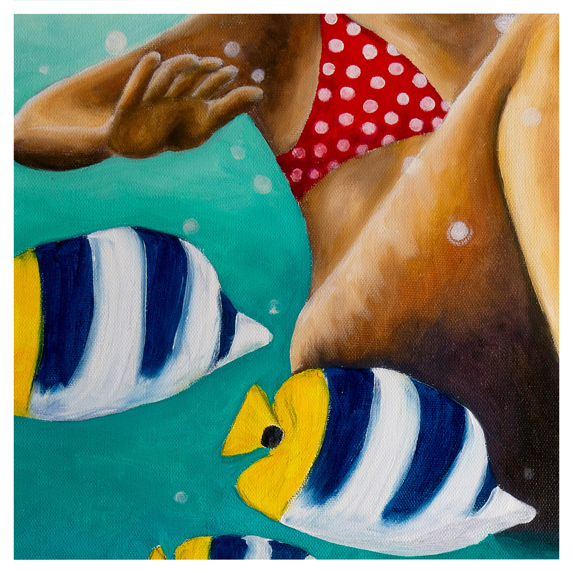 Blue and white striped fish  by hawaii artist Kelly Keane