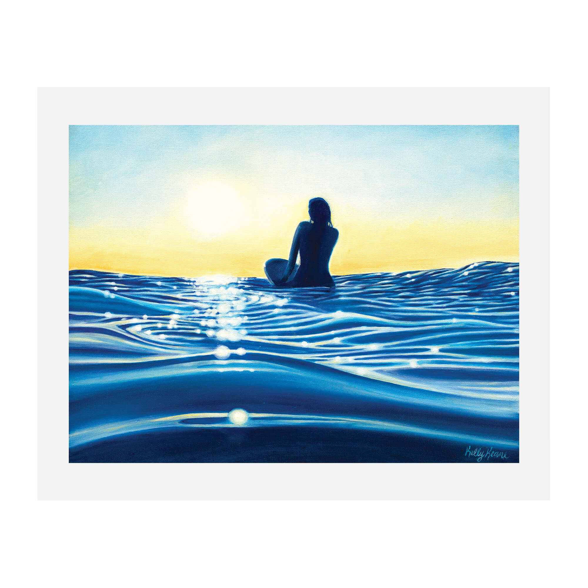 Paper art print showcasing the blue sea by hawaii artist Kelly Keane 