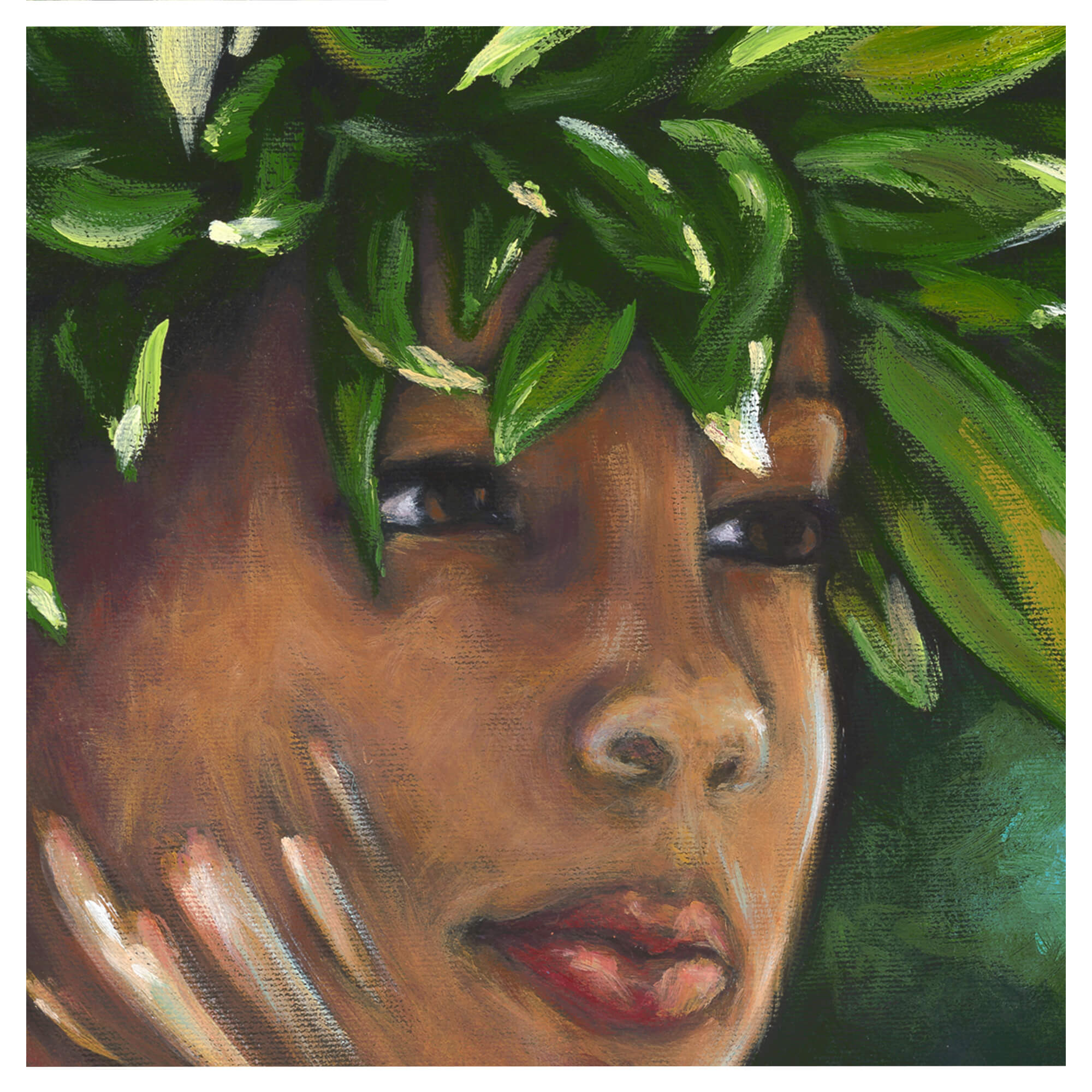An illustration featuring a woman by hawaii artist Kristi Petosa