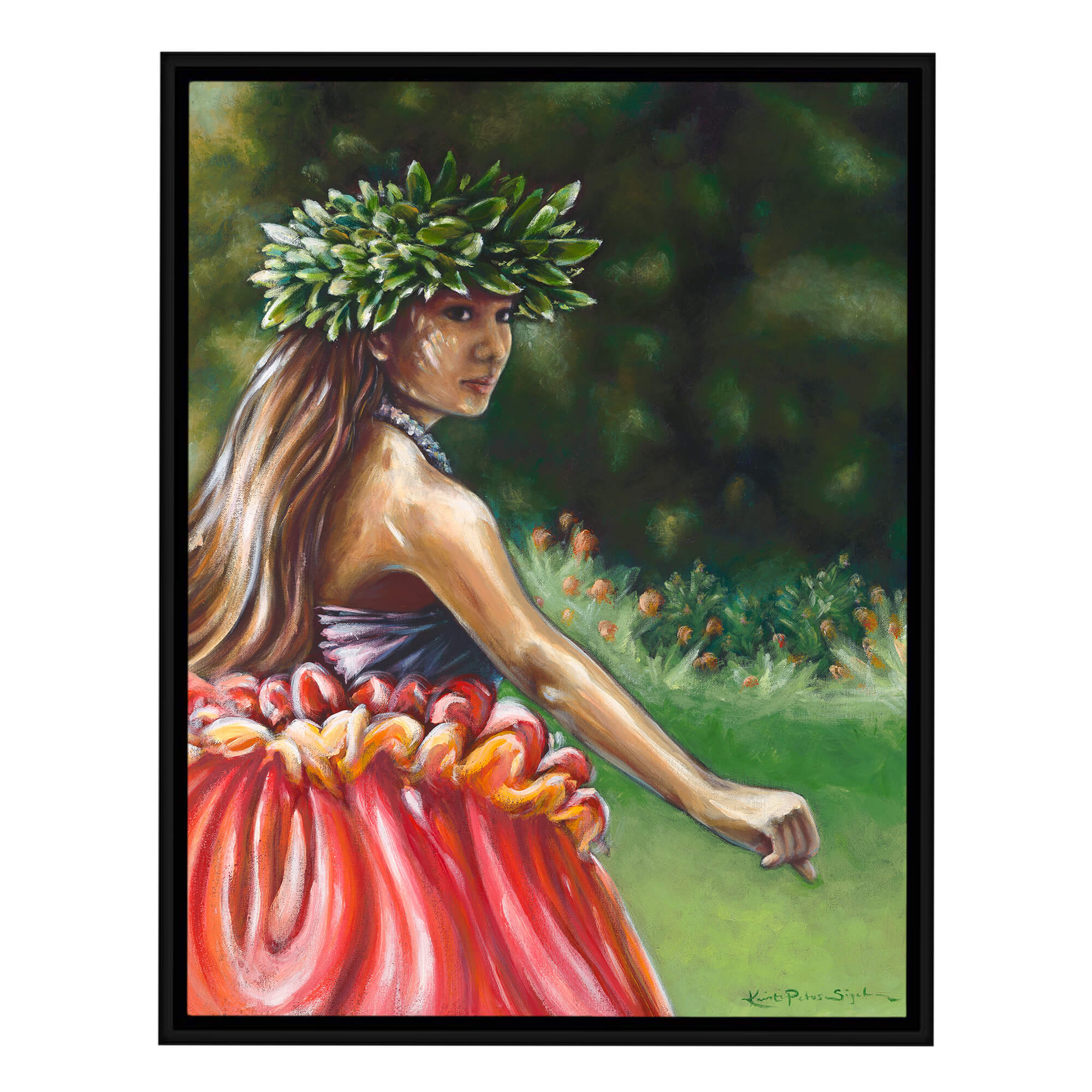 Canvas art print showcasing a leaf headband  by hawaii artist Kristi Petosa