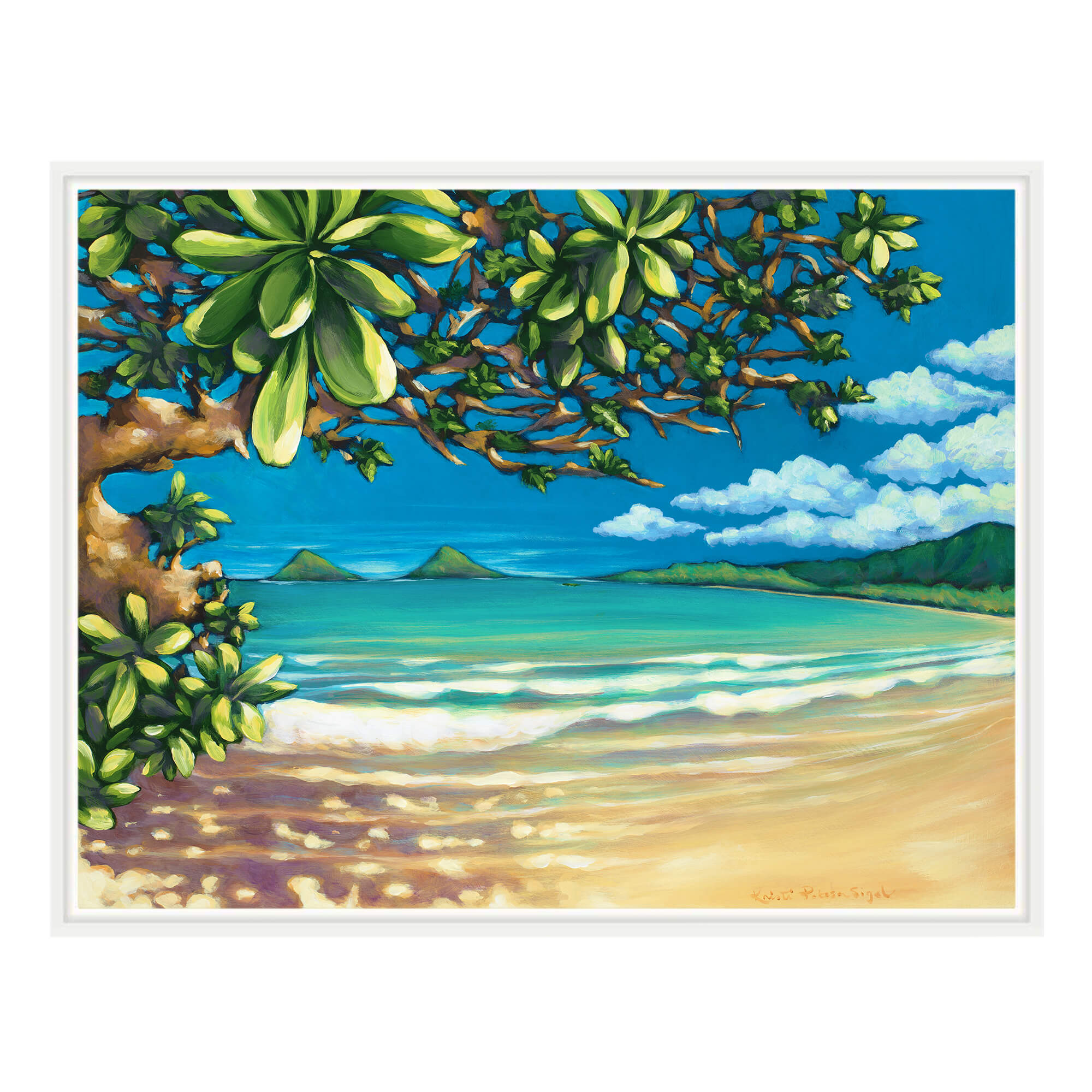 Canvas art print with white frame showcasing a tree  by hawaii artist Kristi Petosa