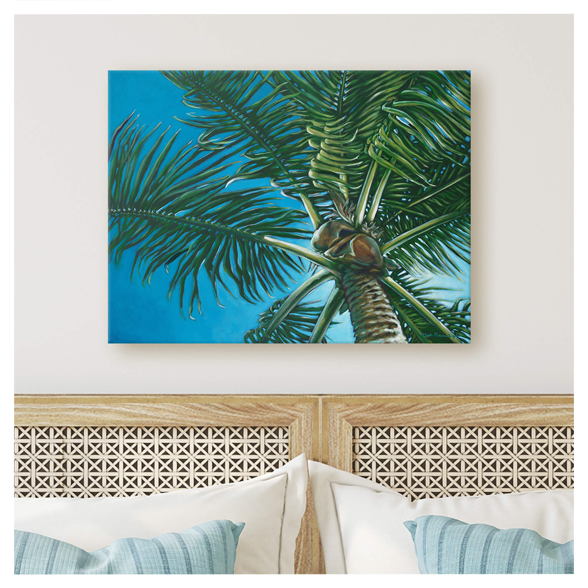 Canvas art print featuring a coconut tree by hawaii artist Kristi Petosa