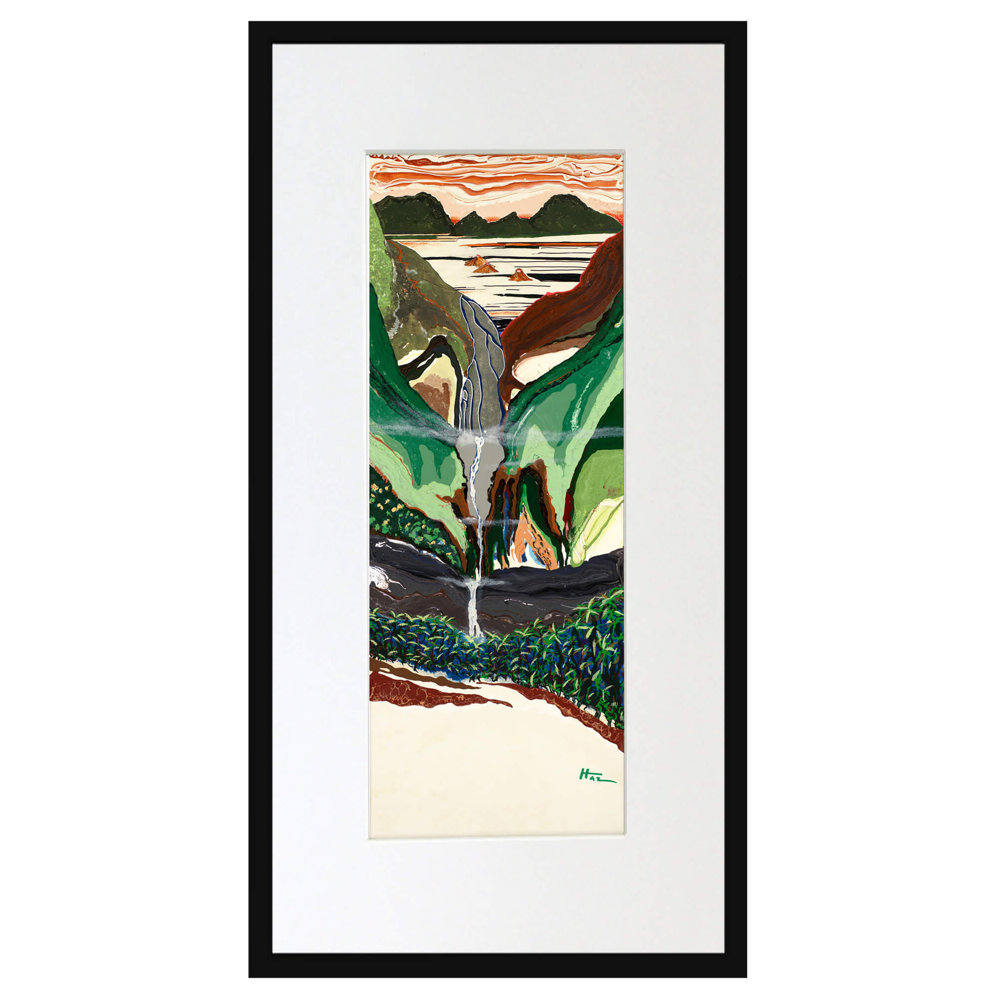 Canvas art print with black frame featuring a majestic mountains in the background