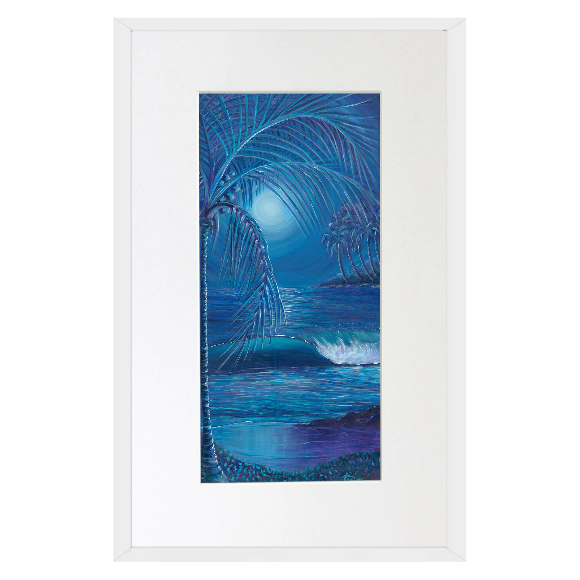Matted art print with white frame featuring the blue sky  by hawaii artist Suzzane MacAdam