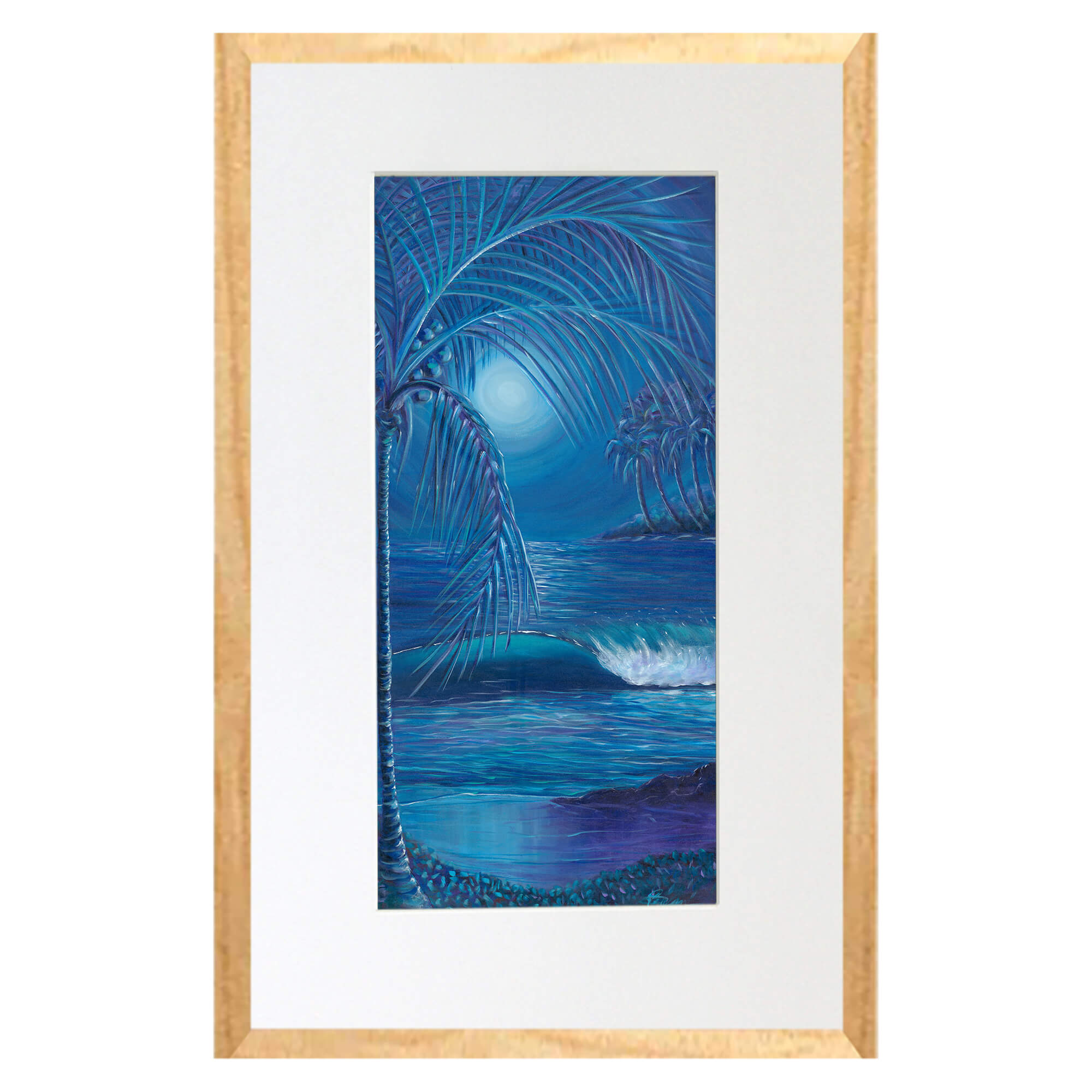 Matted art print with wood frame featuring the moon during night time  MacAdam
