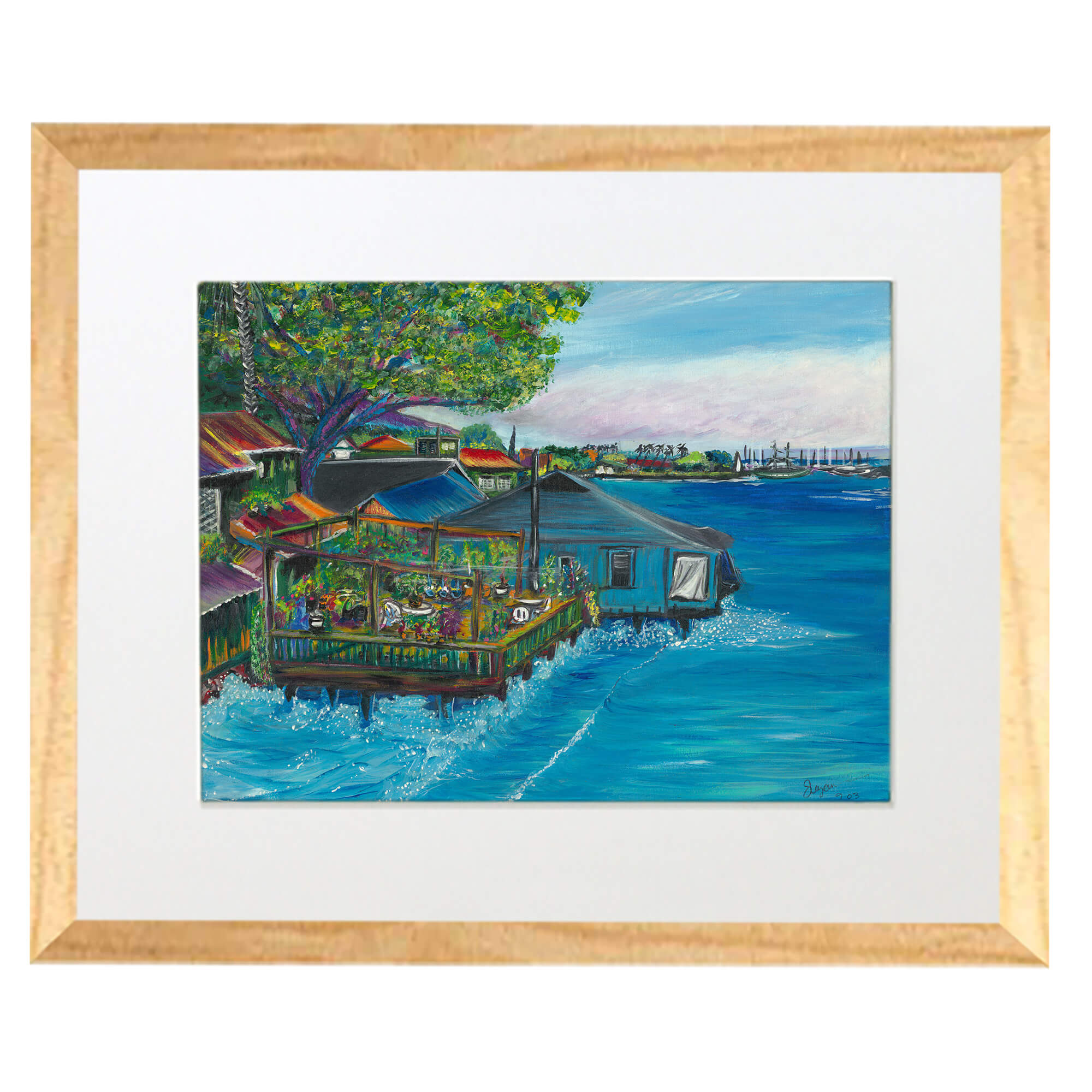 Matted art print with wood frame featuring the clouds    by  hawaii artist Suzanne MacAdam 