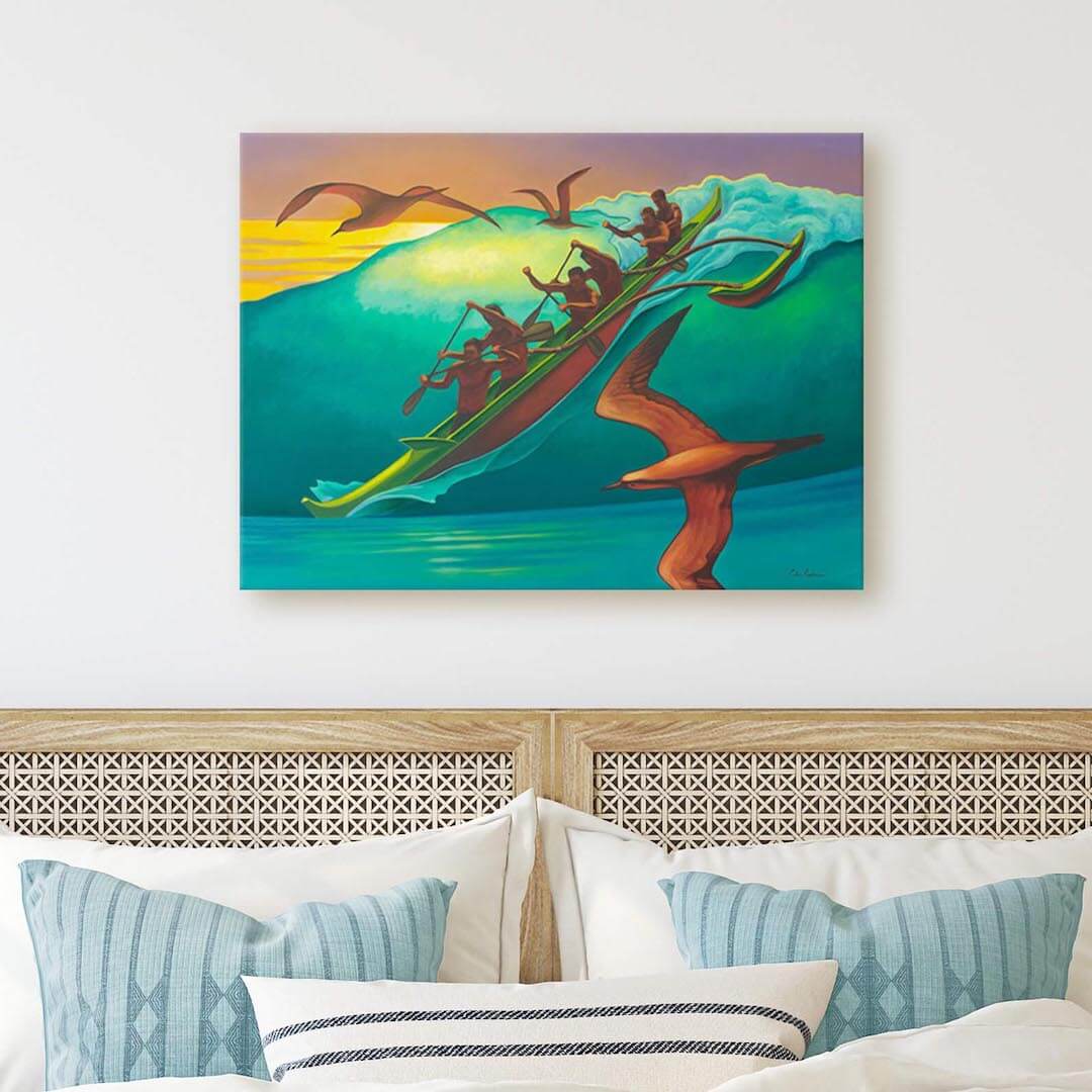 outrigger canoe canvas art print by hawaii artist colin redican