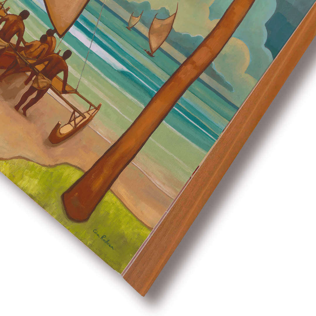 Wood panel art print detail of artwork by Kailua painter Colin Redican