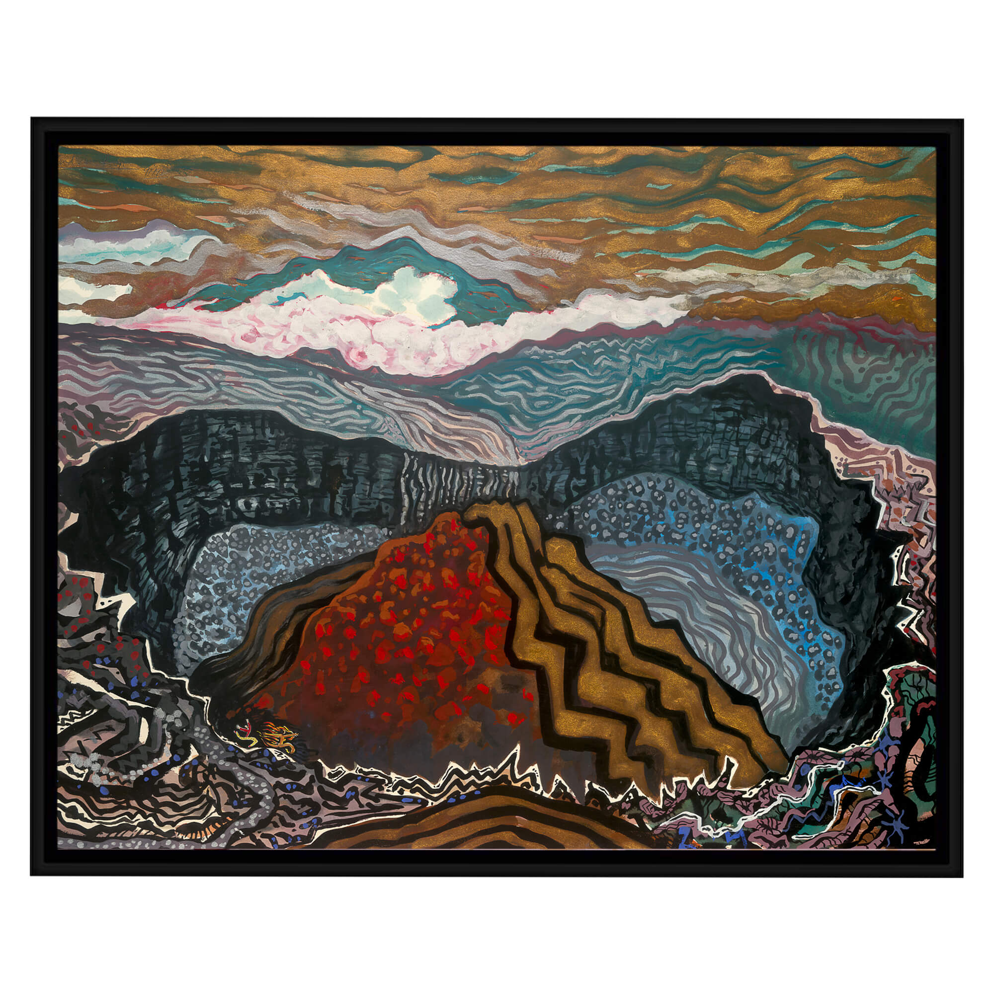 Canvas art print featuring the natural beauty of a volcanic activity by hawaii artist robert hazzard 