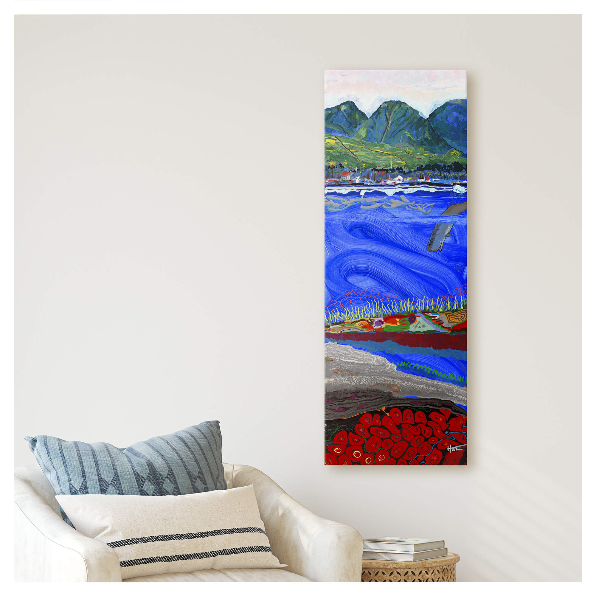 canvas art print illustrating a lava in the foreground by hawaii artist robert hazzard