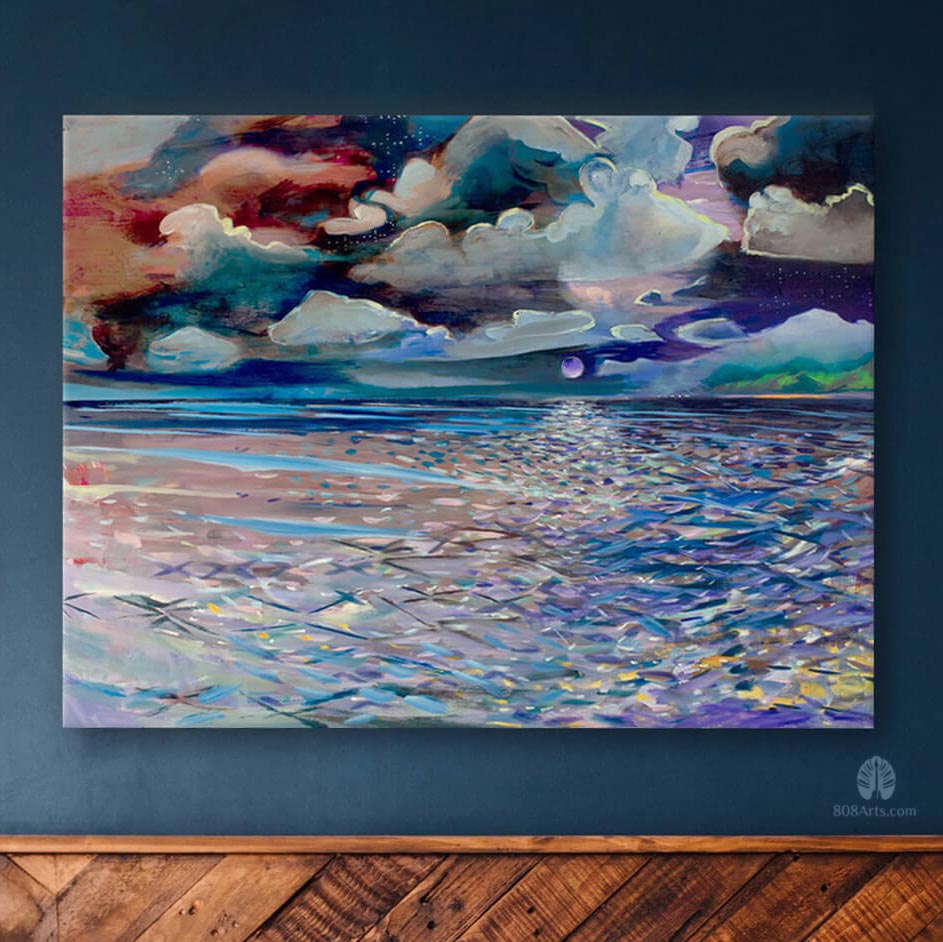 moody twilight hawaiian seascape canvas print by artist saumolia 