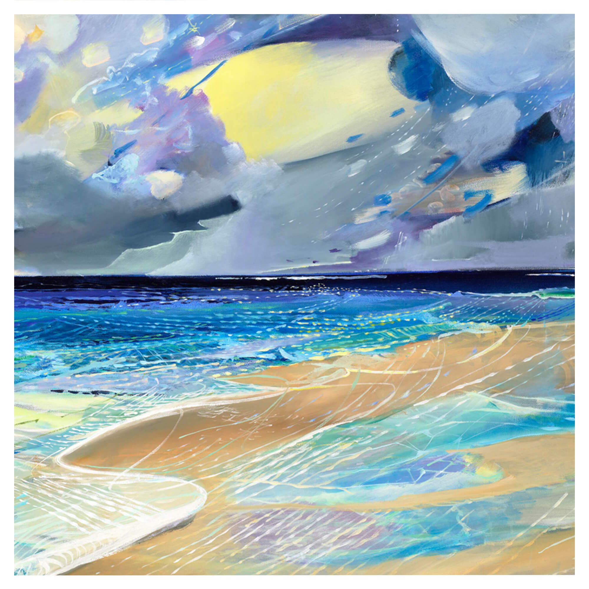 Abstract seascape with different shades of blue by Hawaii artist Saumolia Puapuaga