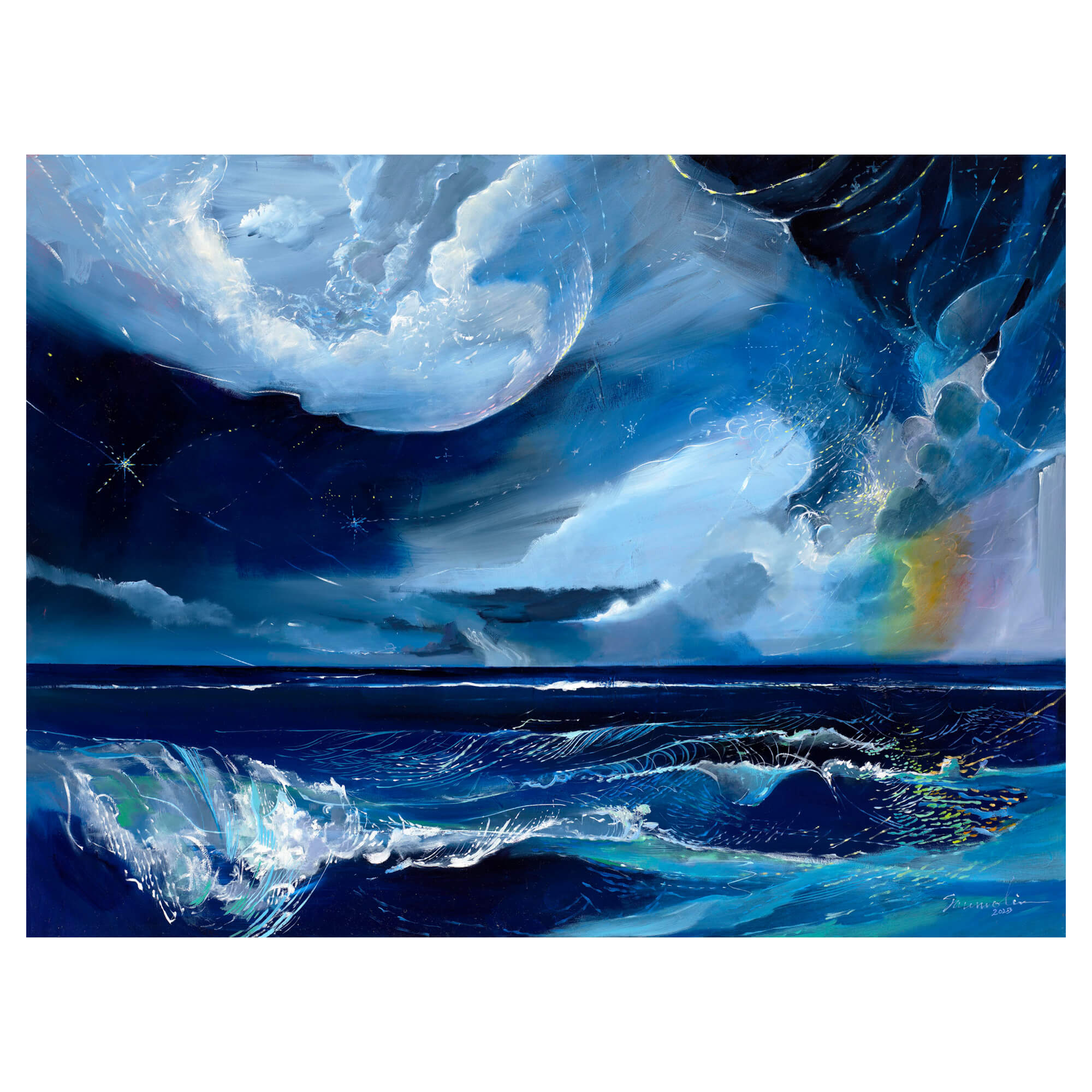 An abstract evening scene at the beach by Hawaii artist Saumolia Puapuaga