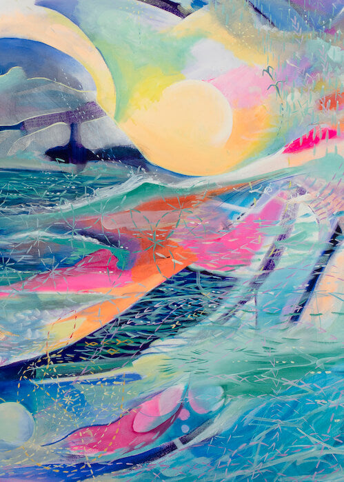 Detail view of abstract Hawaii seascape by painter Saumolia
