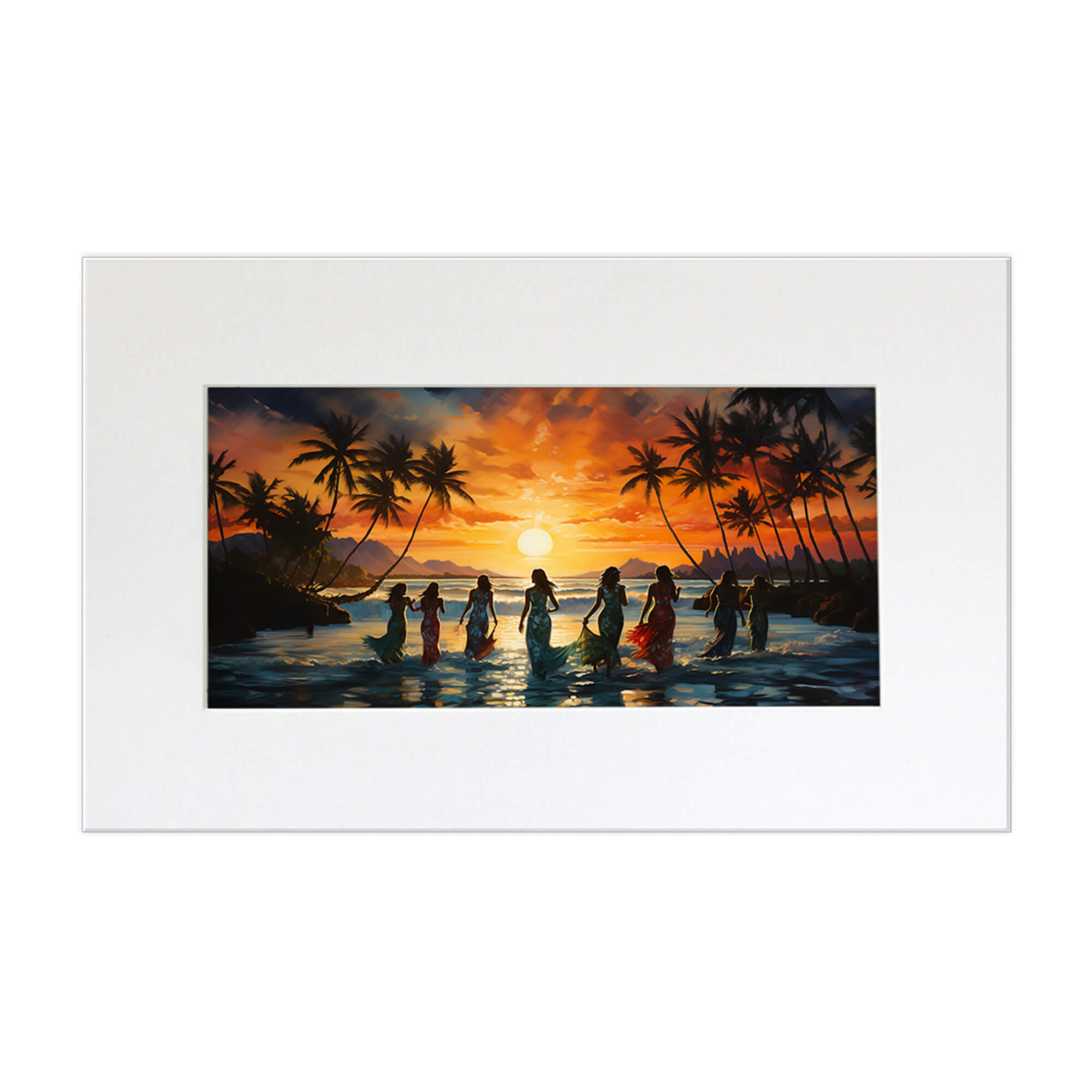 Hula Dancers Illuminated by the Hawaiian Sunset