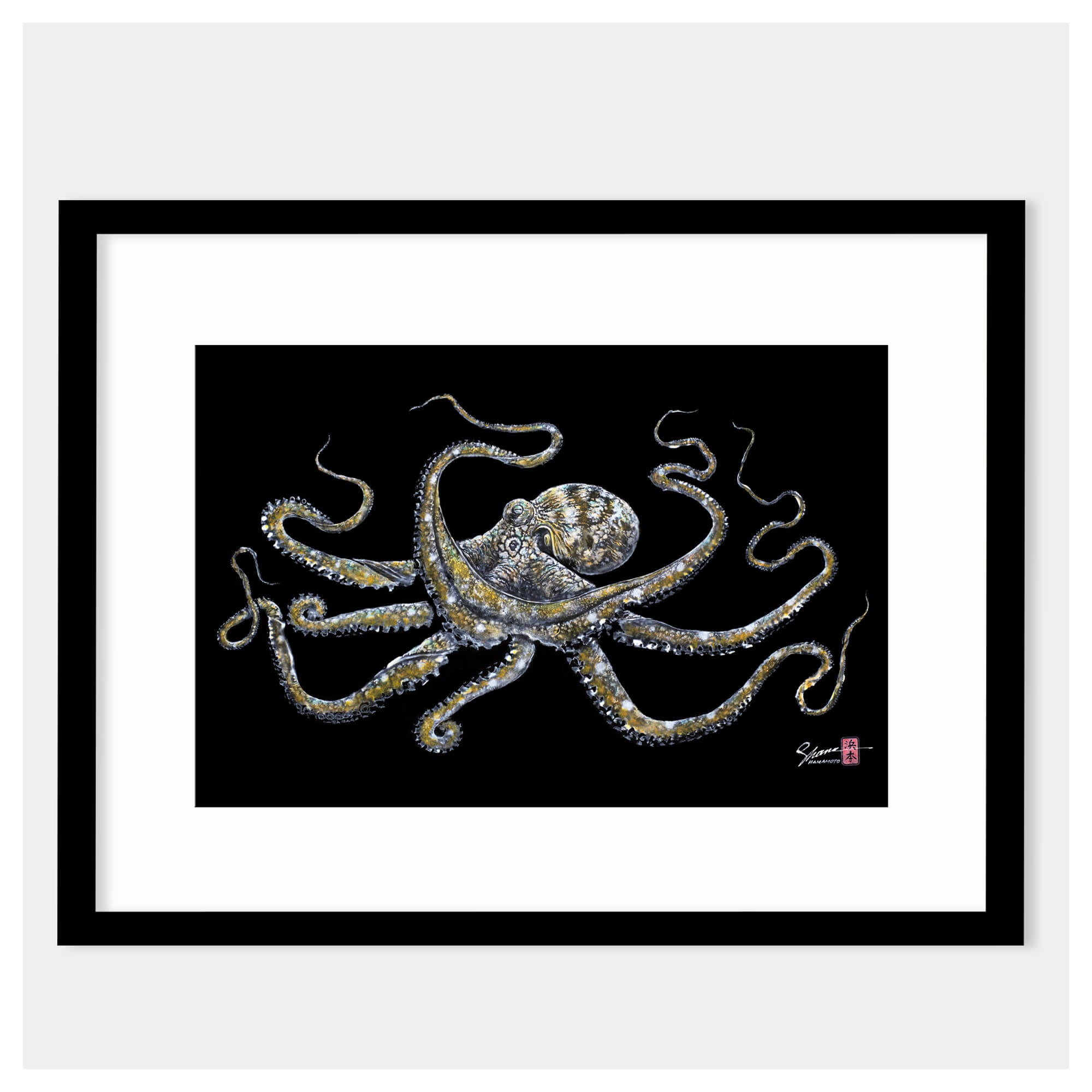 Tako (Octopus) gyotaku fish art by Hawaii artist Shane Hamamoto