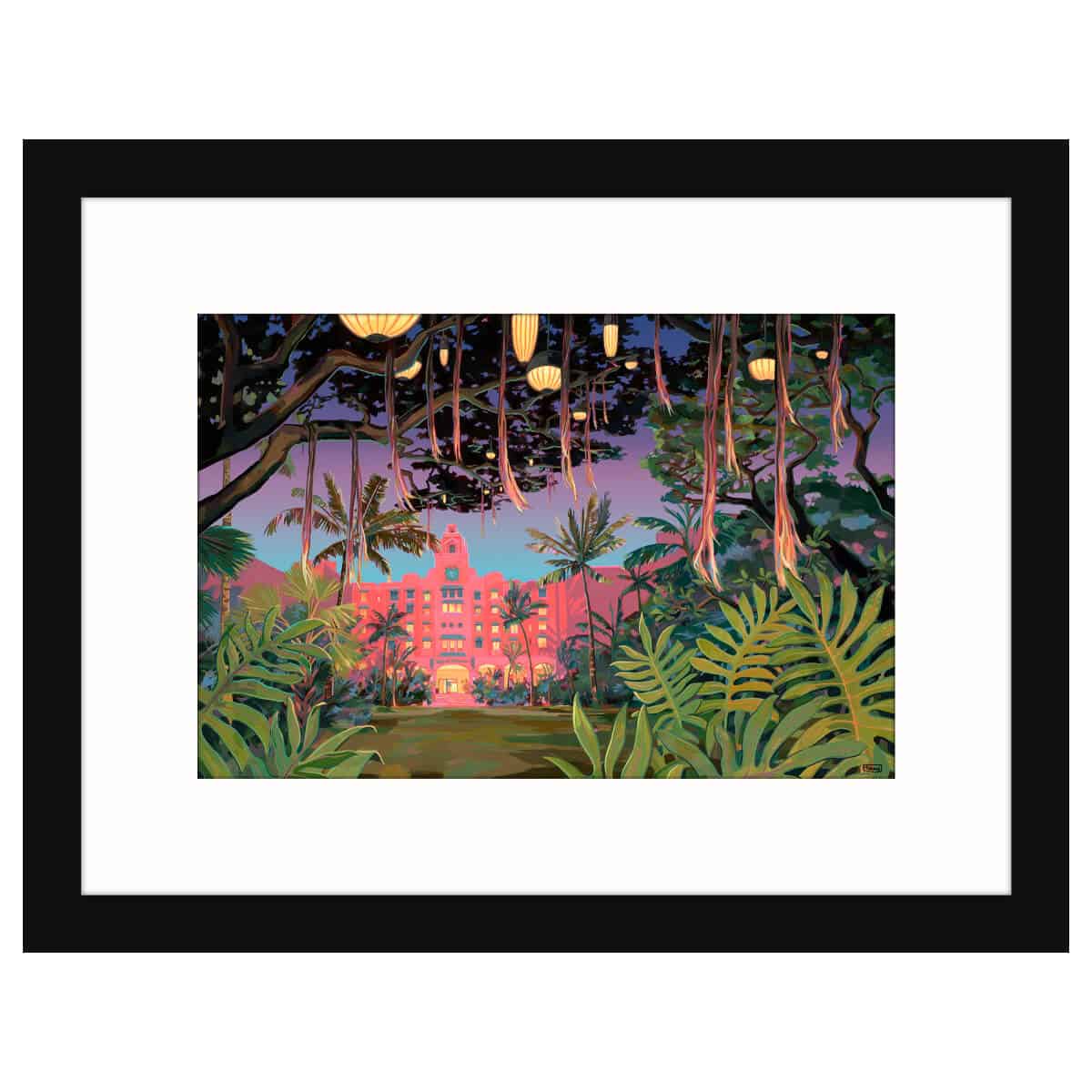 royal hawaiian sunset christie shinn matted print black frame