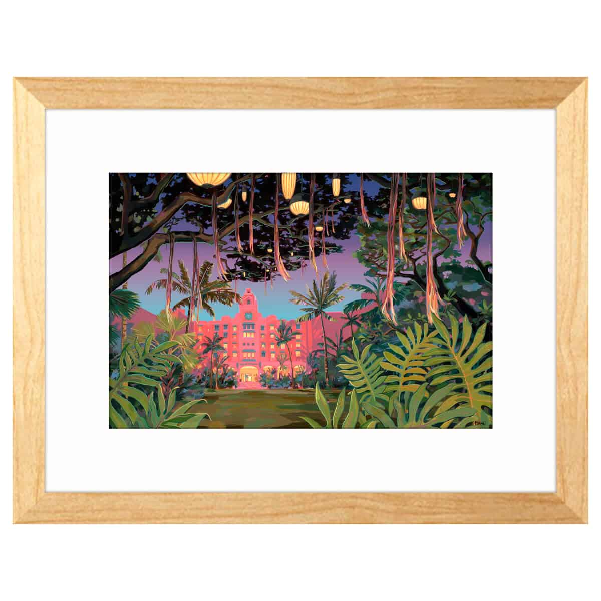 royal hawaiian sunset christie shinn matted print wood frame