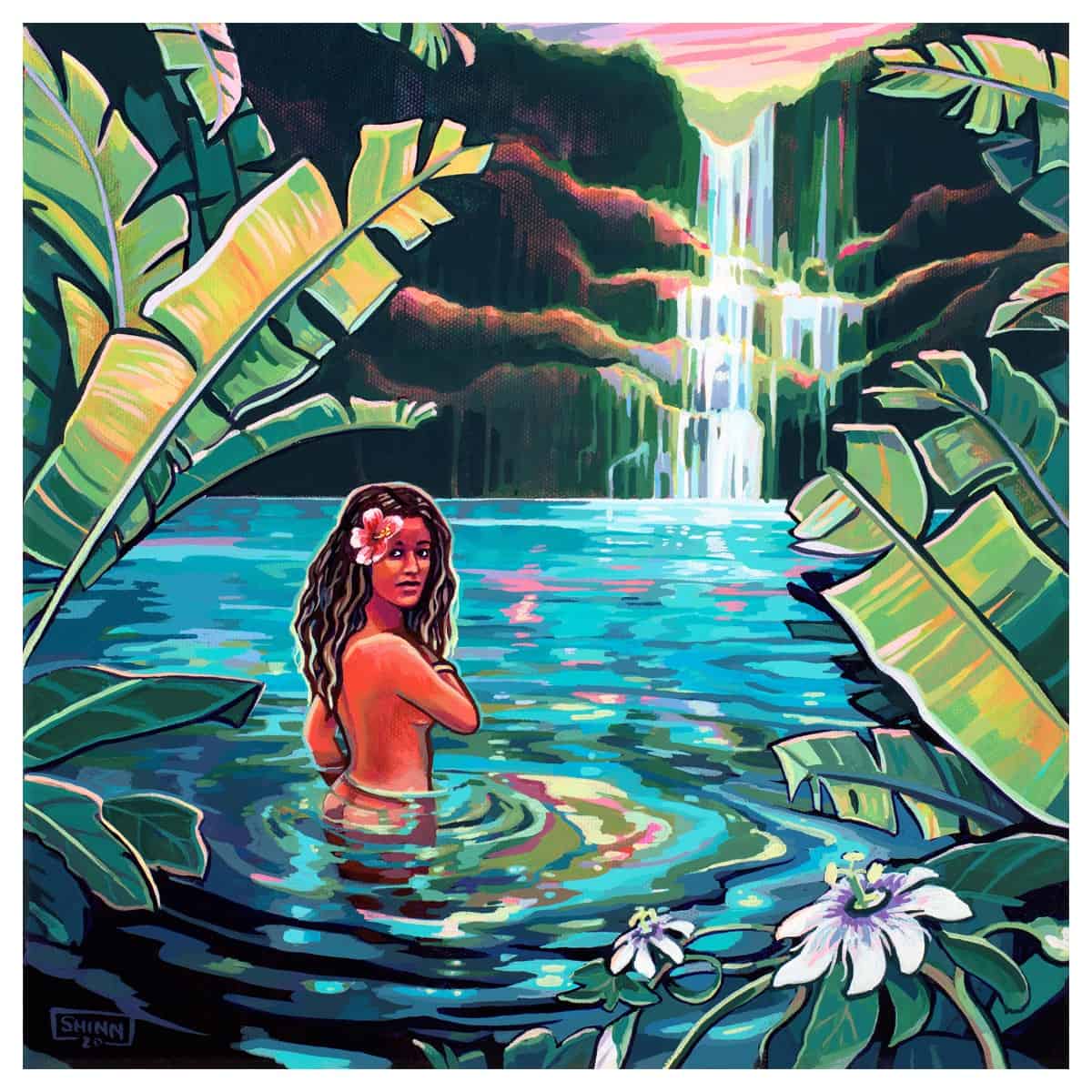 christie shinn wailua waterfall original canvas painting