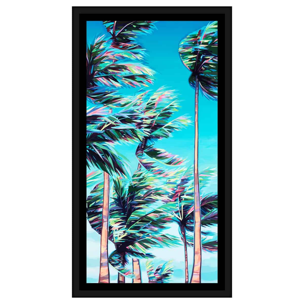 christie shinn windy palms original canvas painting black frame
