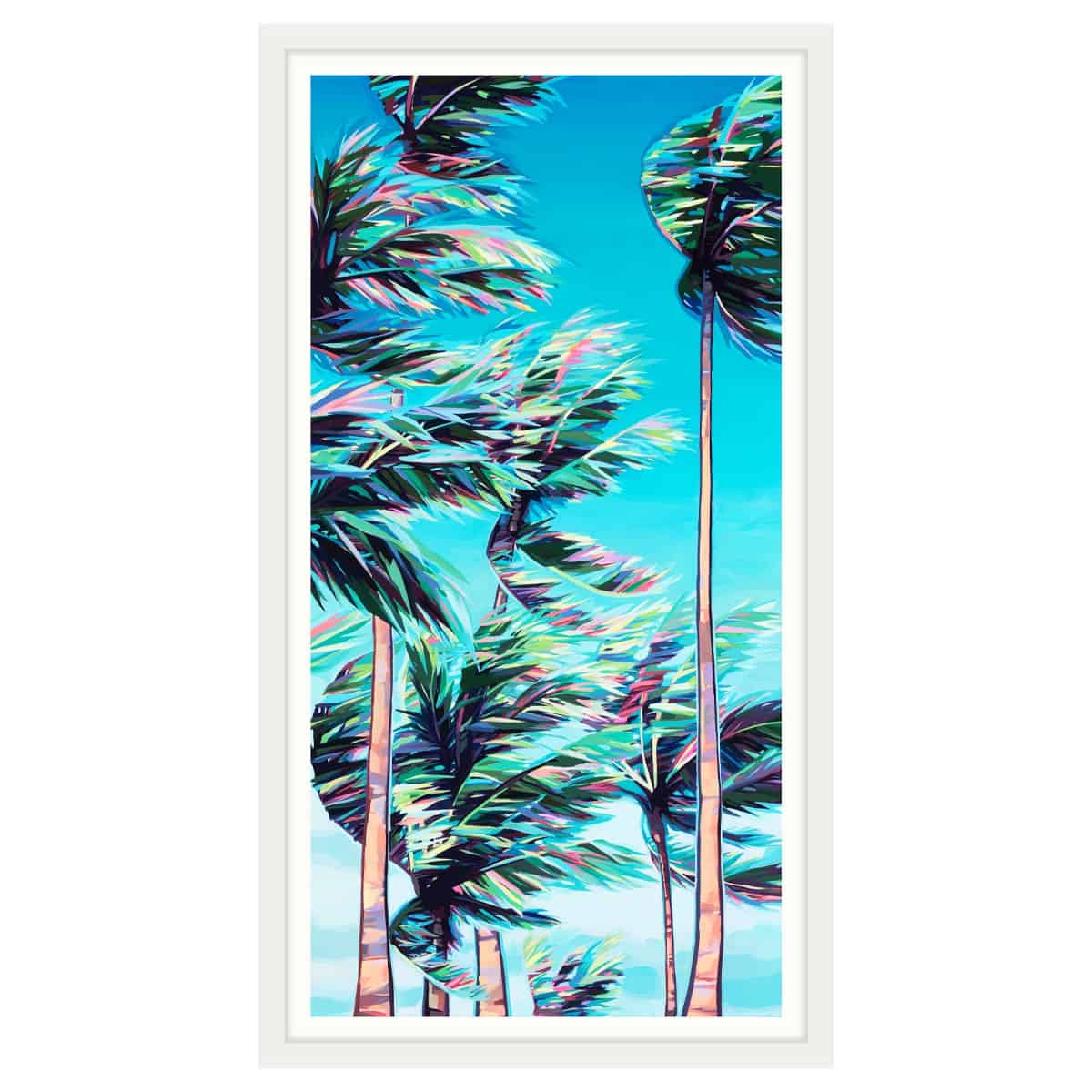 christie shinn windy palms original canvas painting white frame