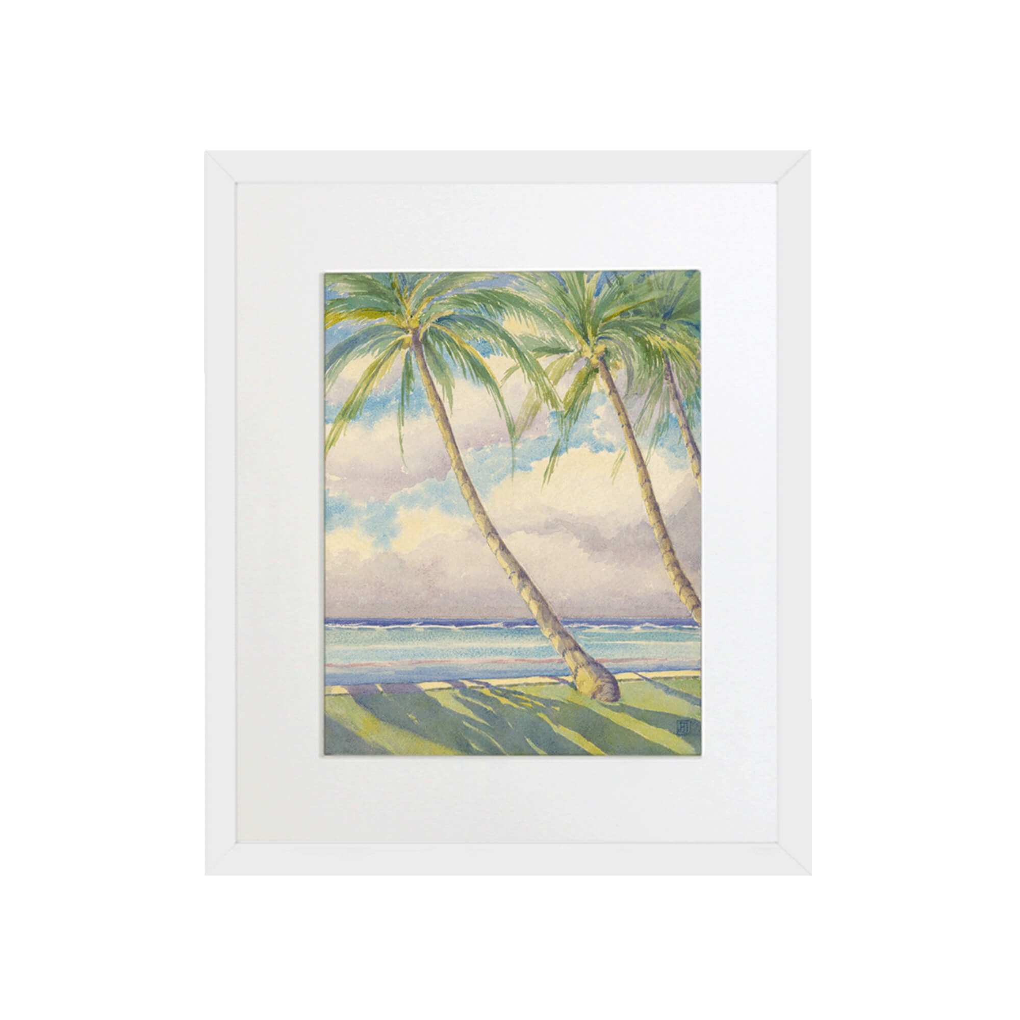 Coconut trees framing a beach view