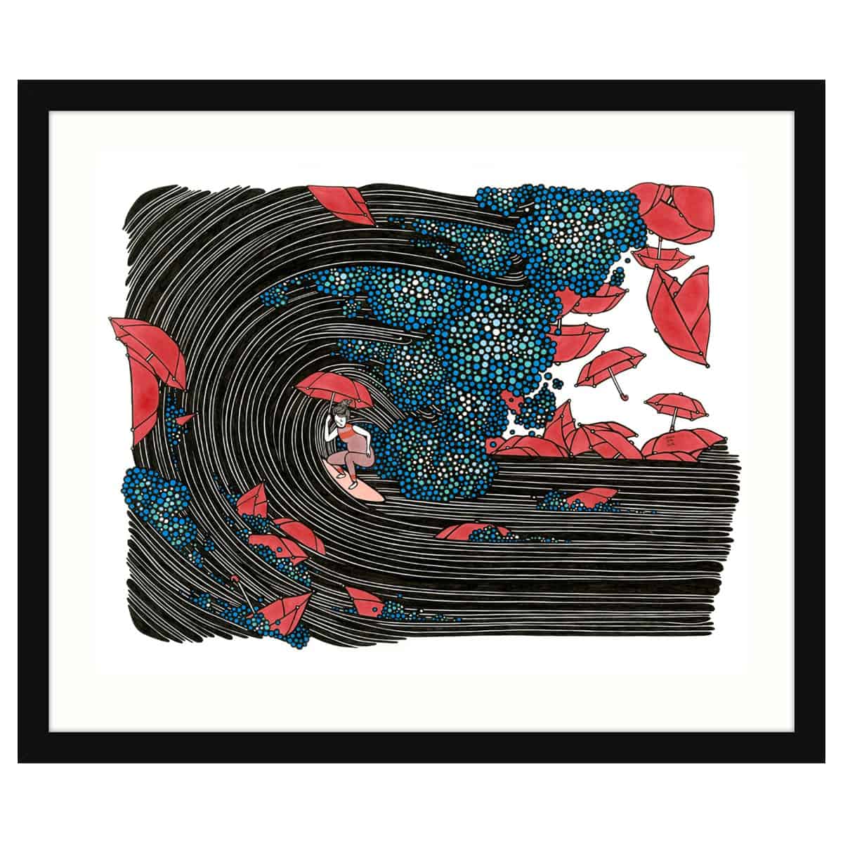 kris goto umbrella party hawaii artist limited edition black frame