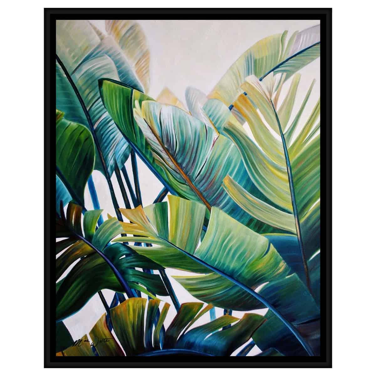 banana palms mae waite canvas black frame