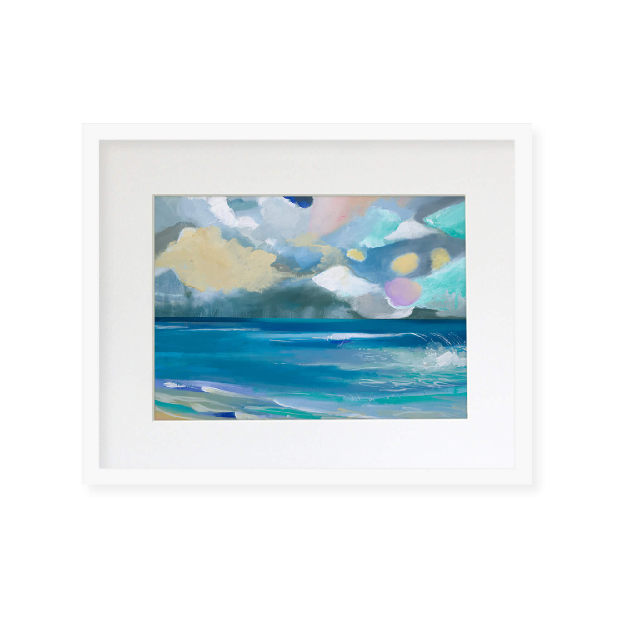 Framed matted art print of a serene seascape by Hawaii artist Saumolia  Puapuaga