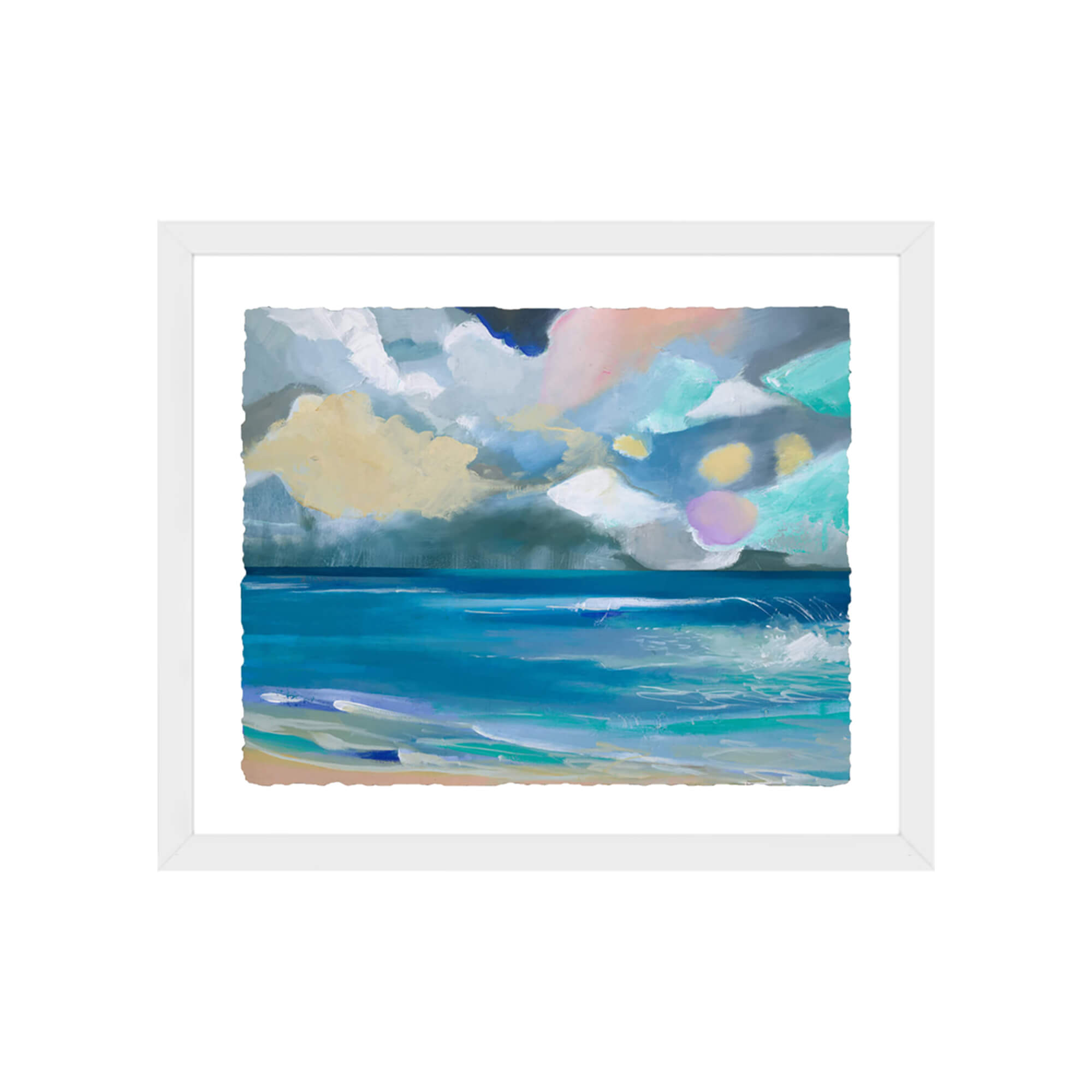 Framed paper art print of a serene seascape by Hawaii artist Saumolia Puapuaga